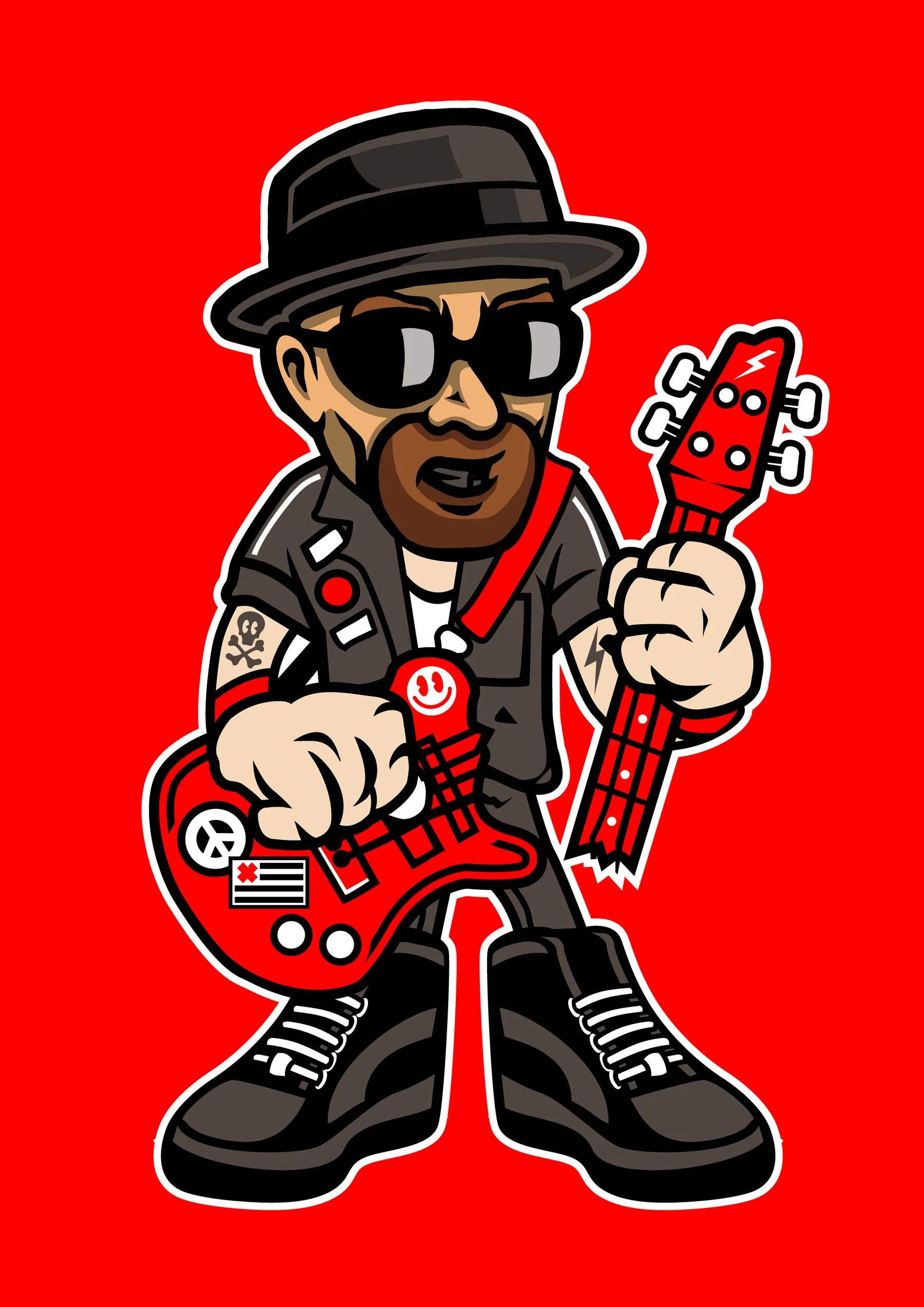 Rockero con Guitarra Roja