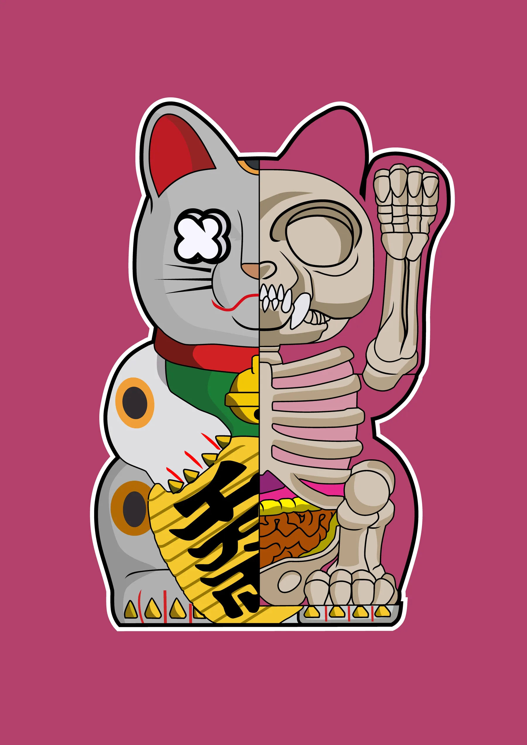 Maneki Neko Gato de la Suerte Rayos X