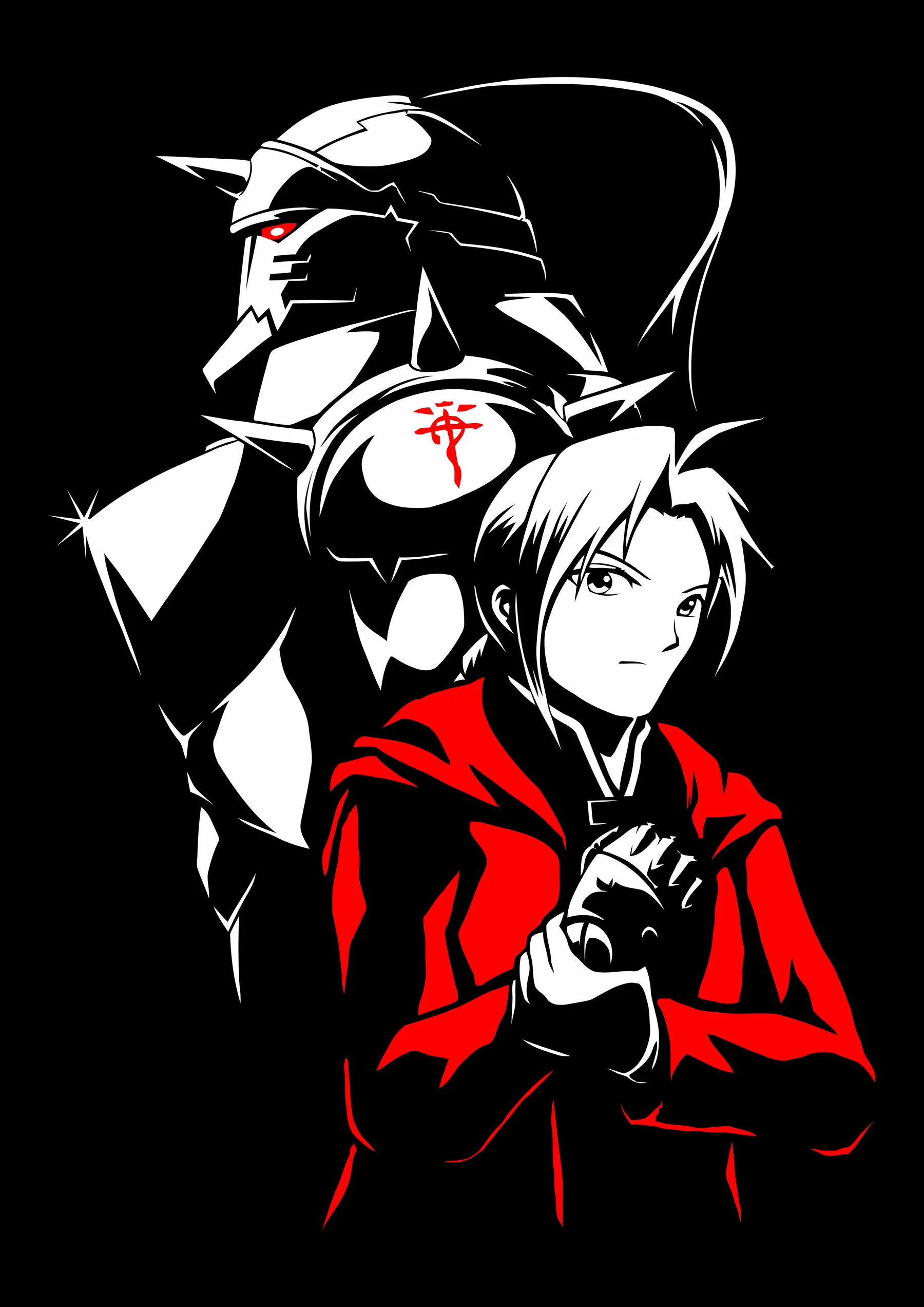 Edward y Alphonse Elric Duo Blanco y Negro