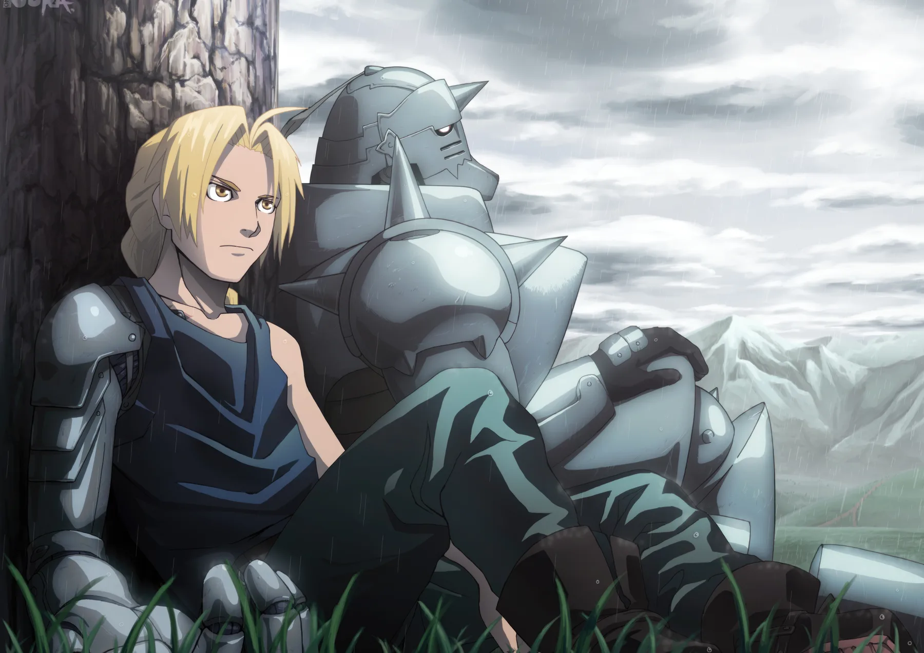 Edward y Alphonse Elric Bajo la Lluvia
