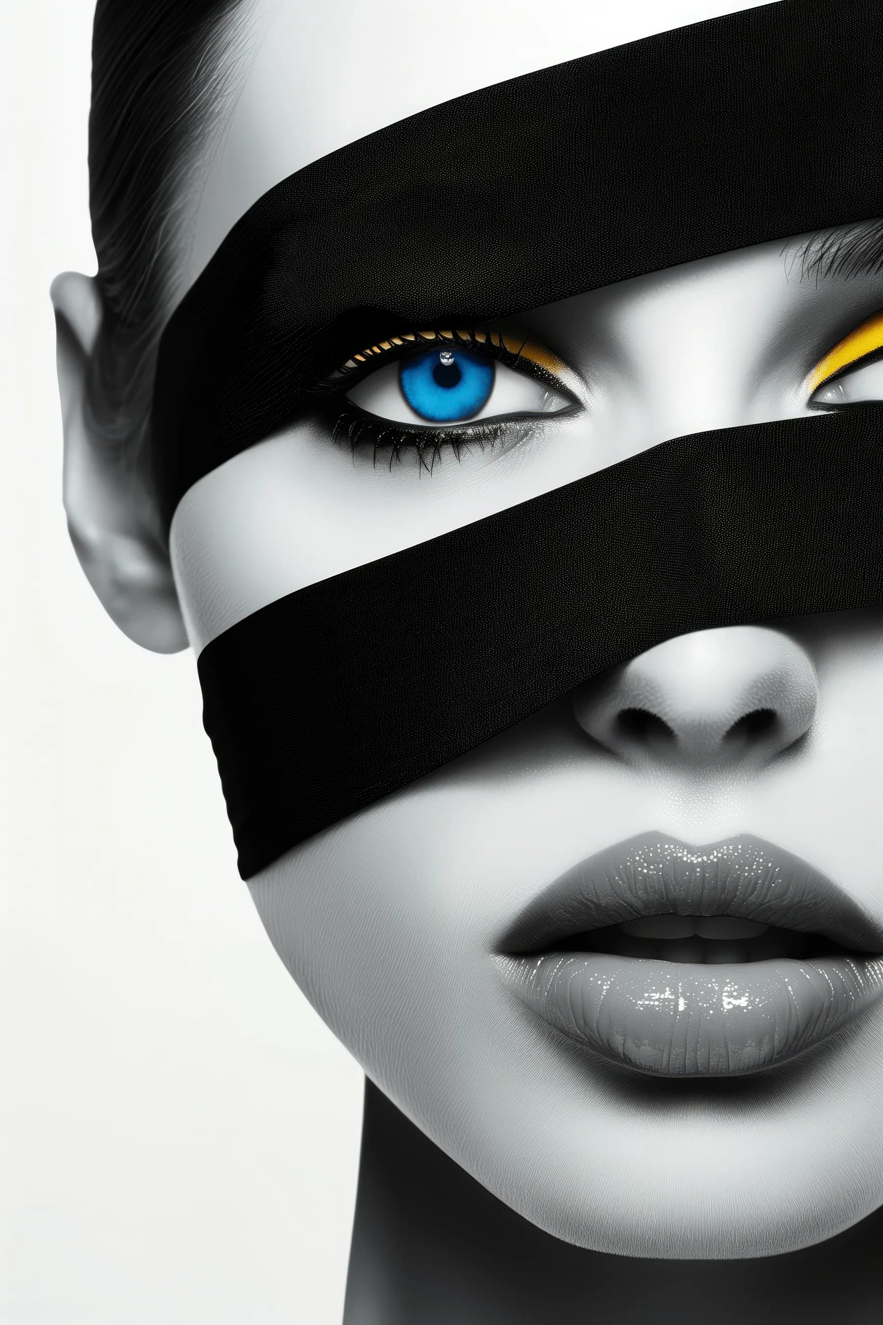 Retrato Venda Negra Ojo Azul