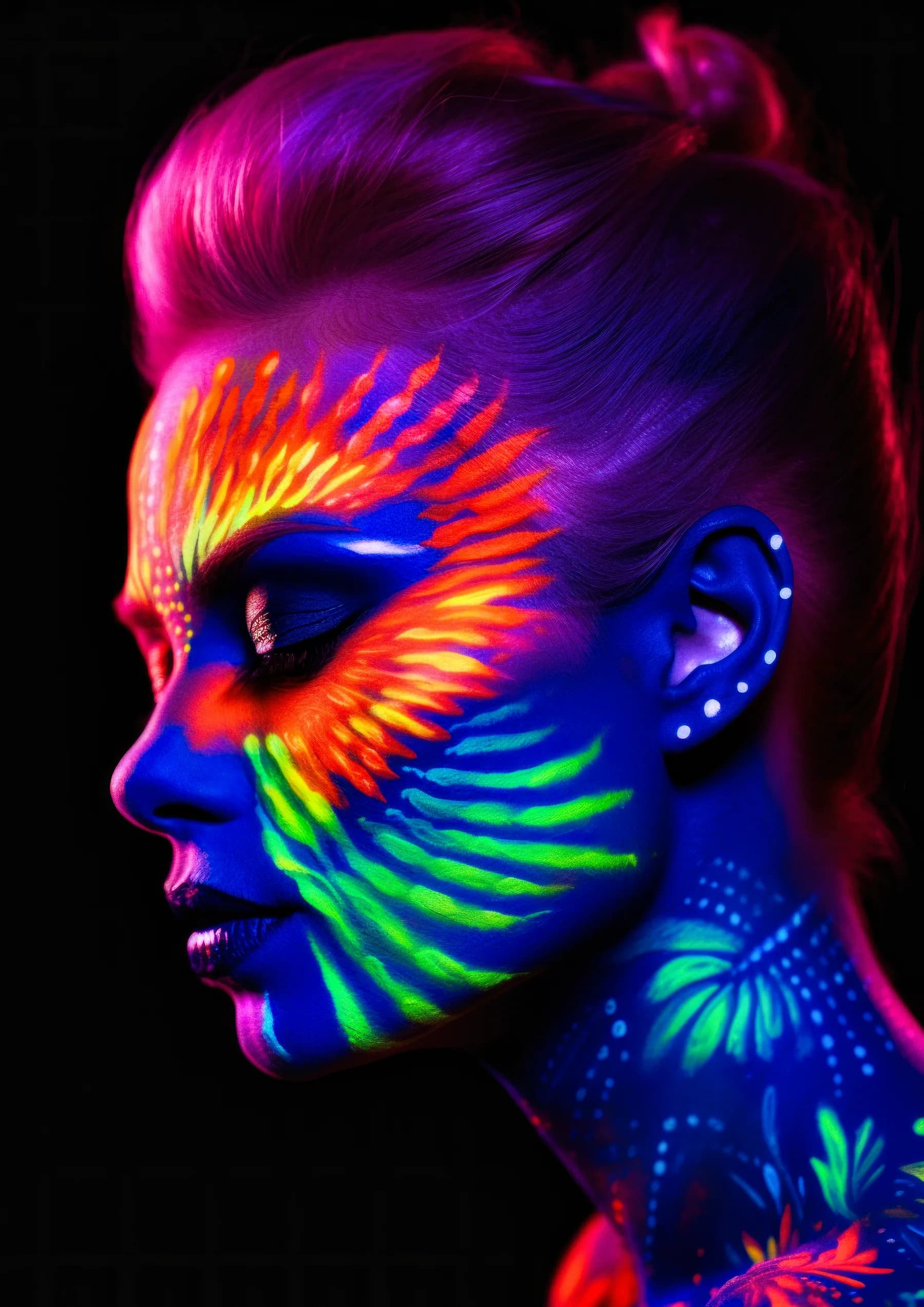 Pintura Facial Neon Arcoiris Perfil