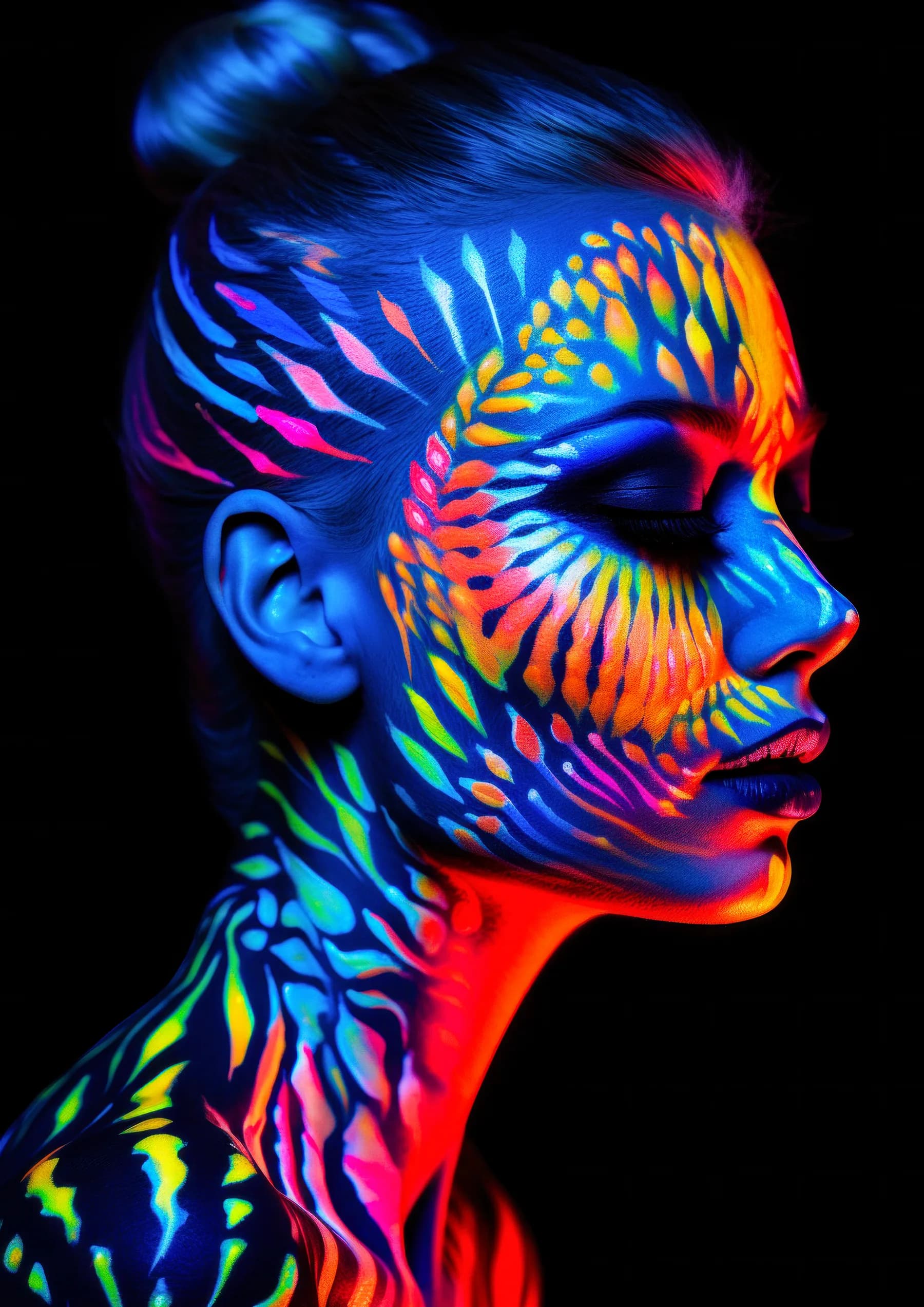 Pintura Facial Neon Plumas Multicolor