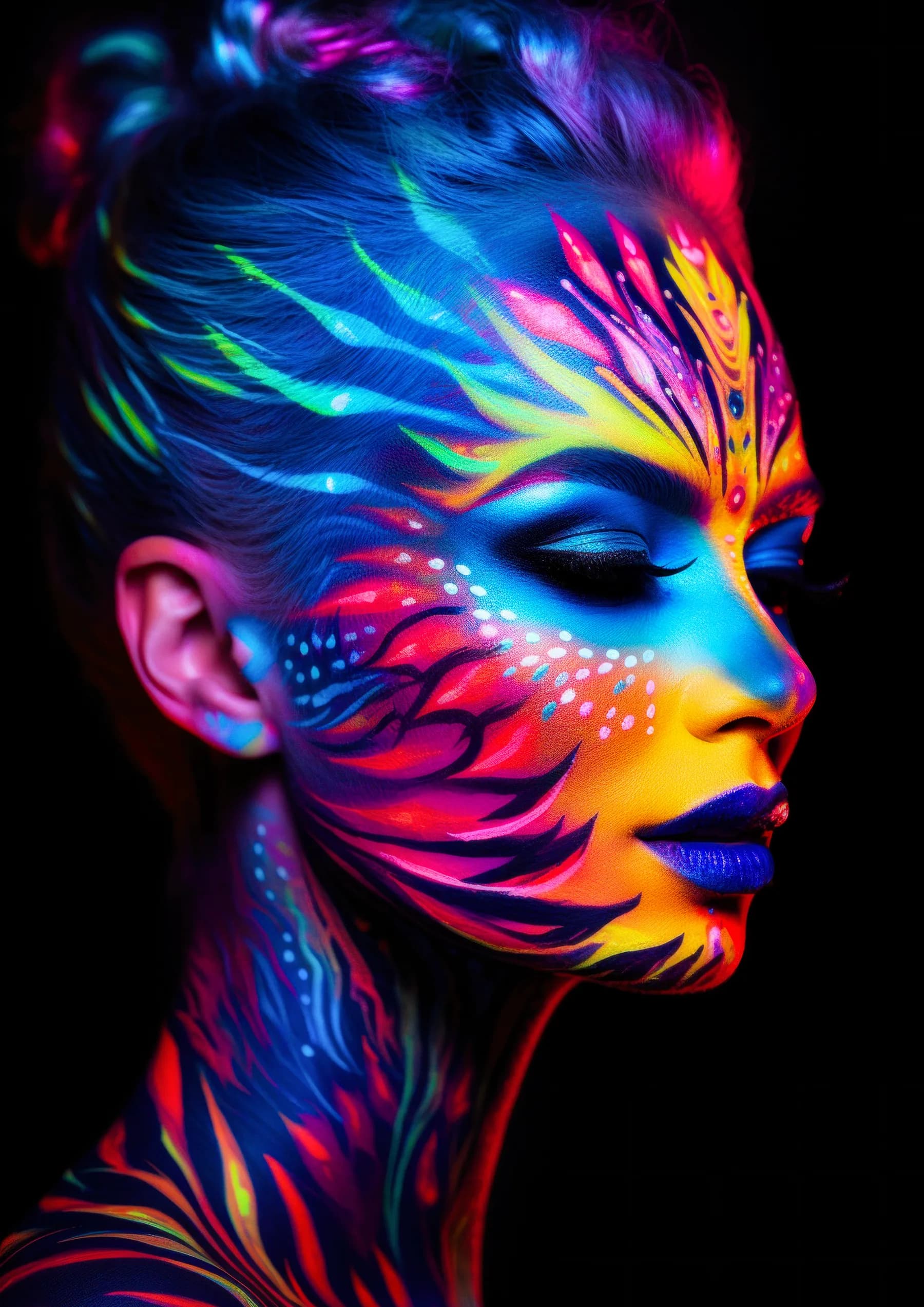 Pintura Facial Neon Corona Radiante