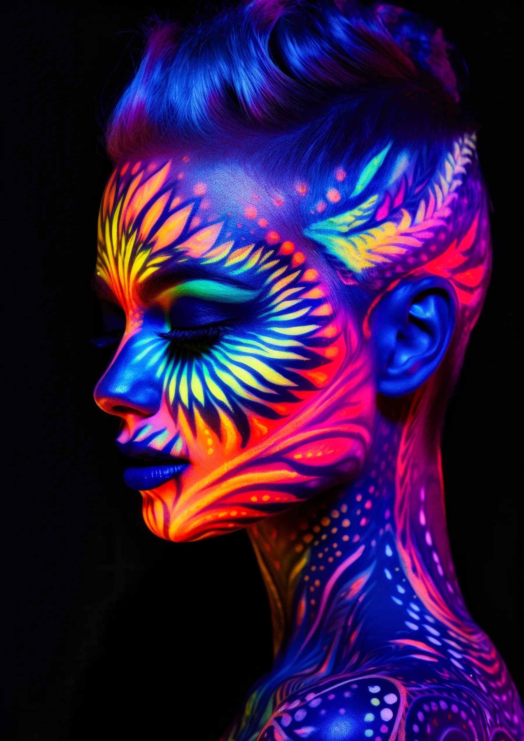 Pintura Facial Neon Tribal Amarillo