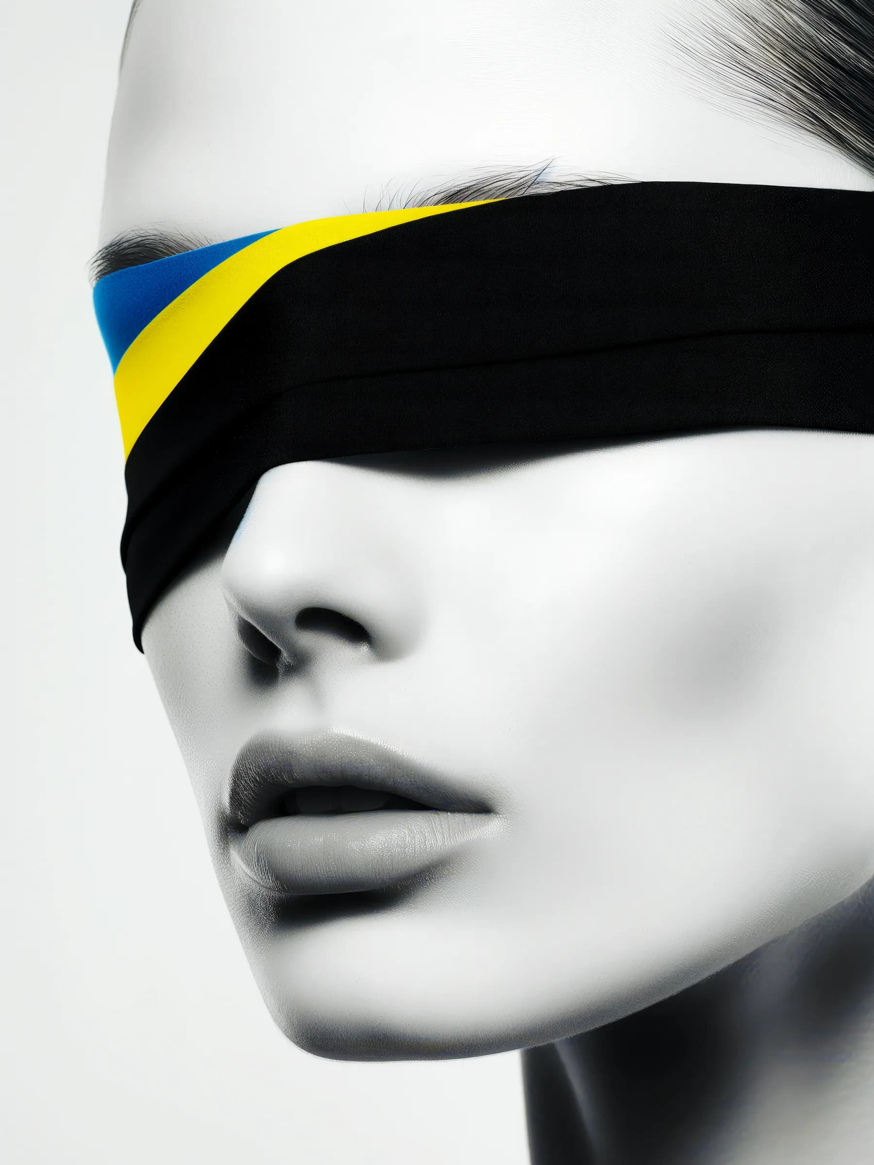 Retrato Venda Amarilla y Azul