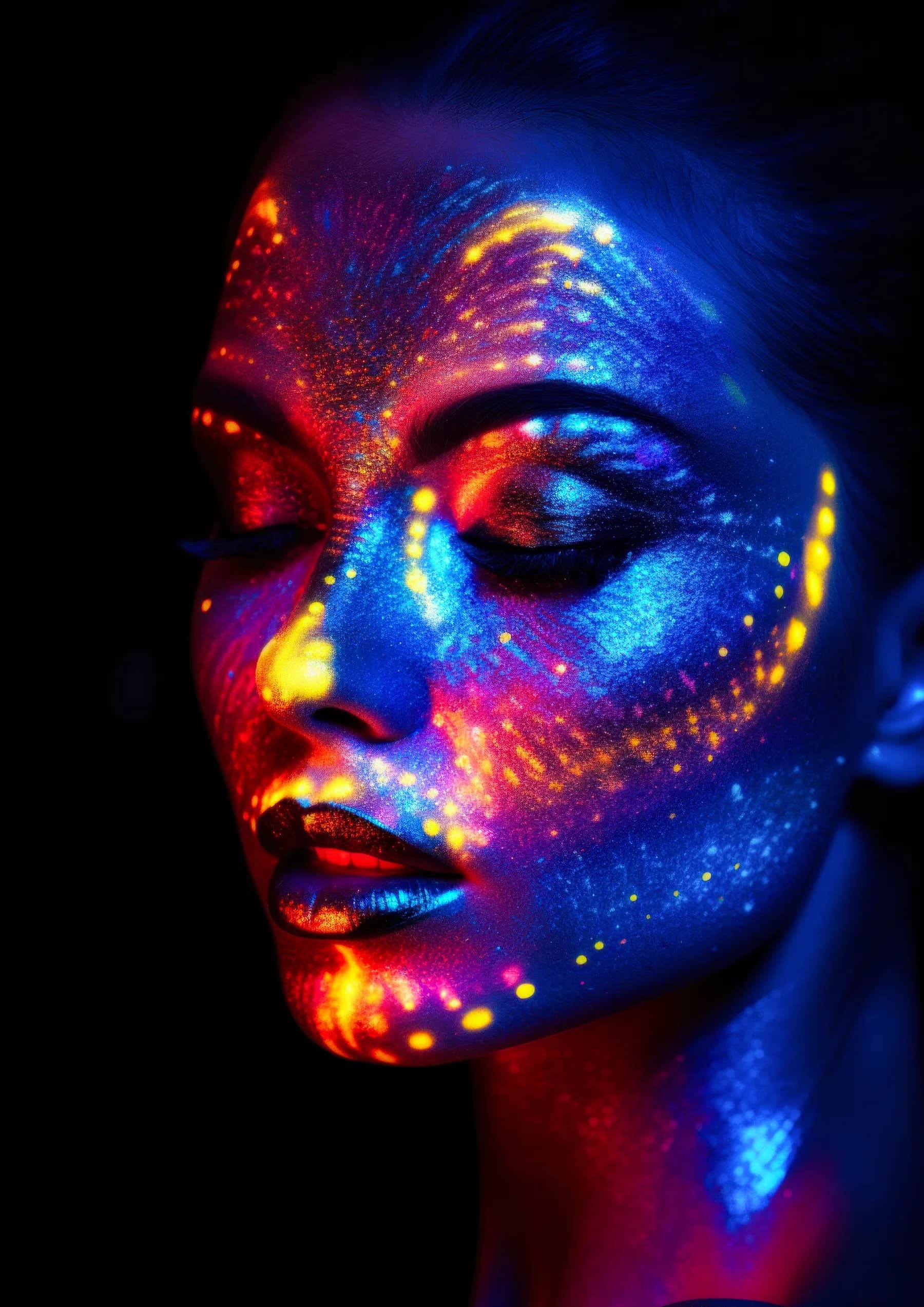 Retrato Neon Constelacion Azul y Rojo