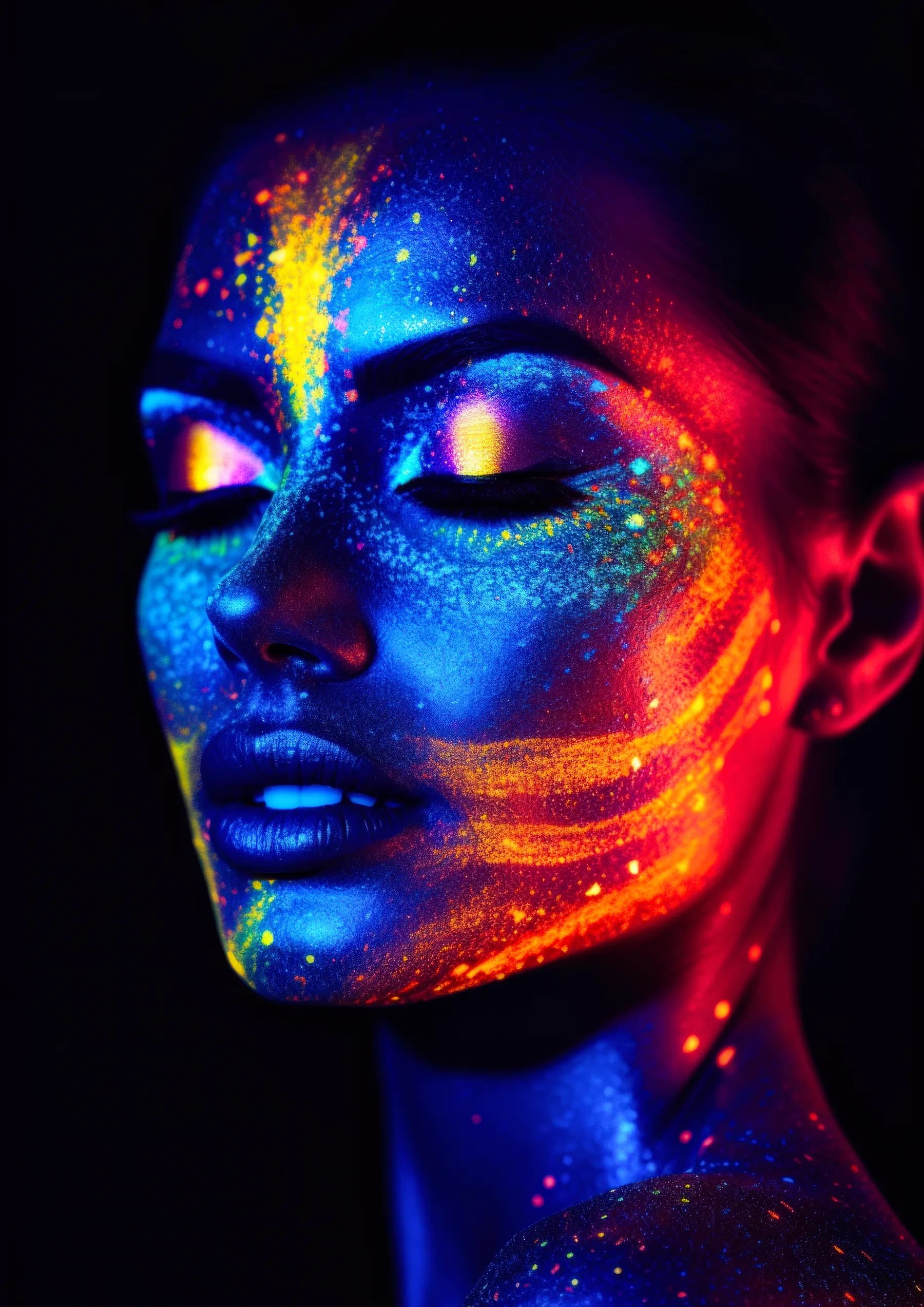Retrato con Franja Diagonal Neon