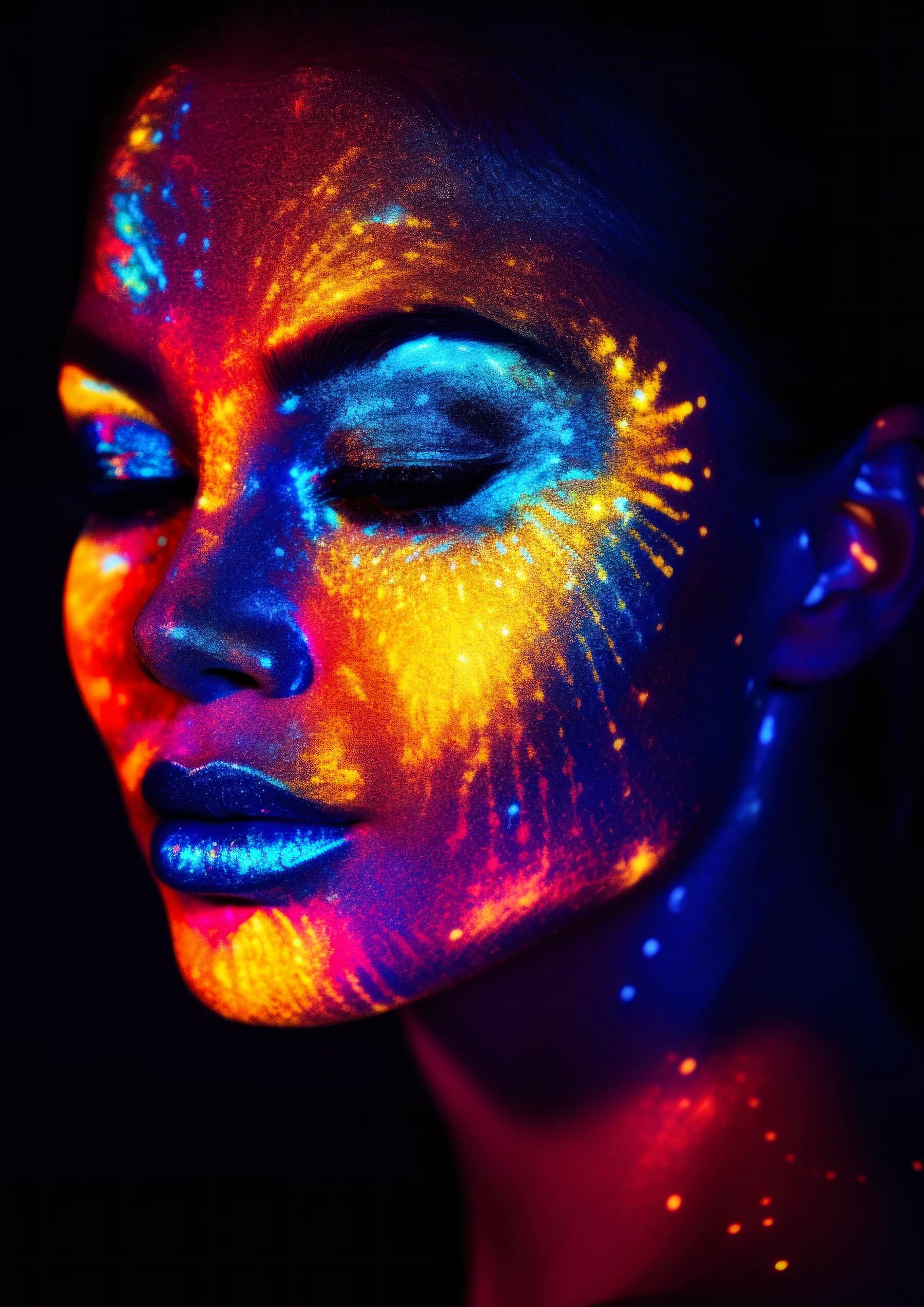 Retrato Neon Rayos Dorados