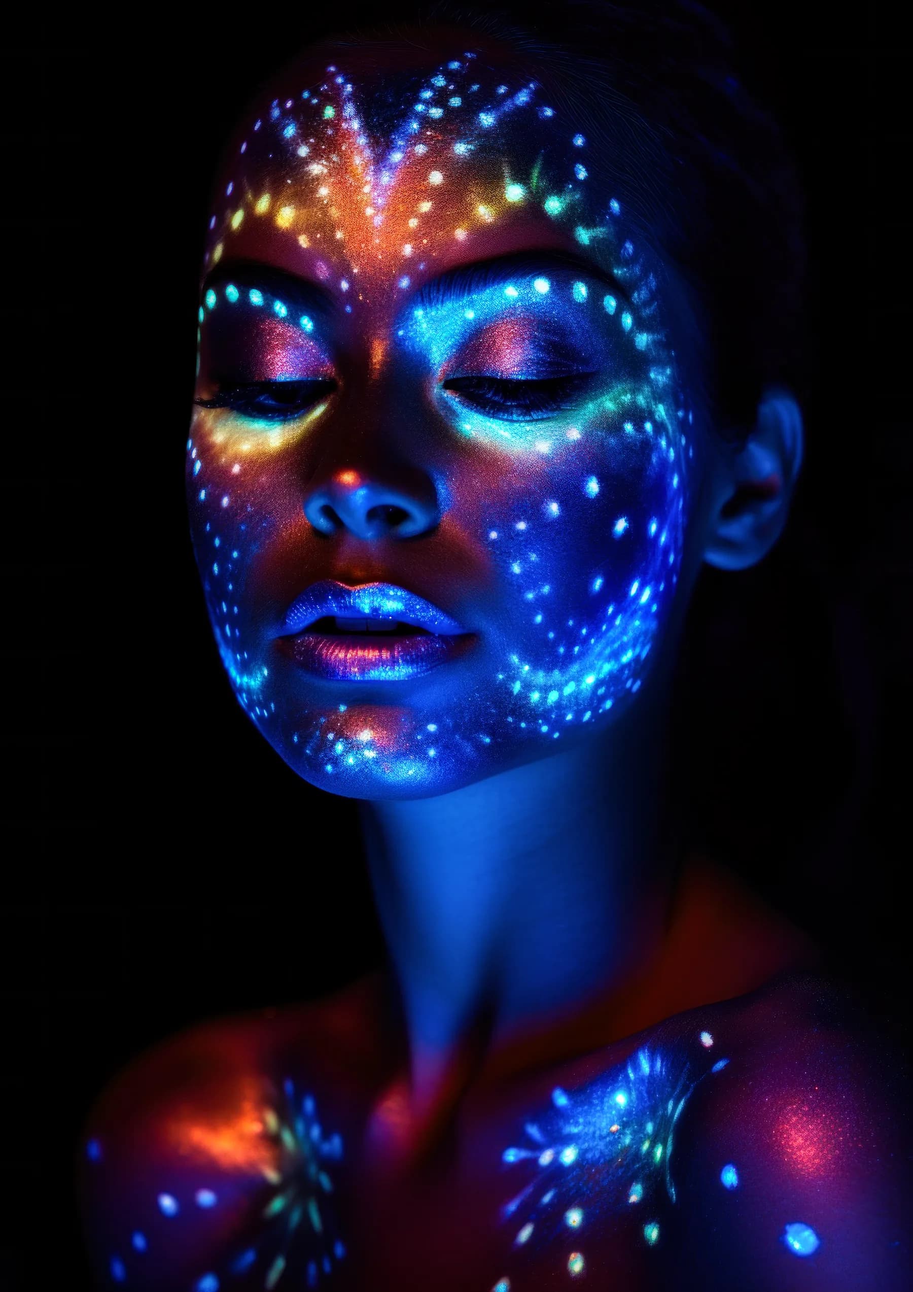 Retrato Neon Corona de Puntos