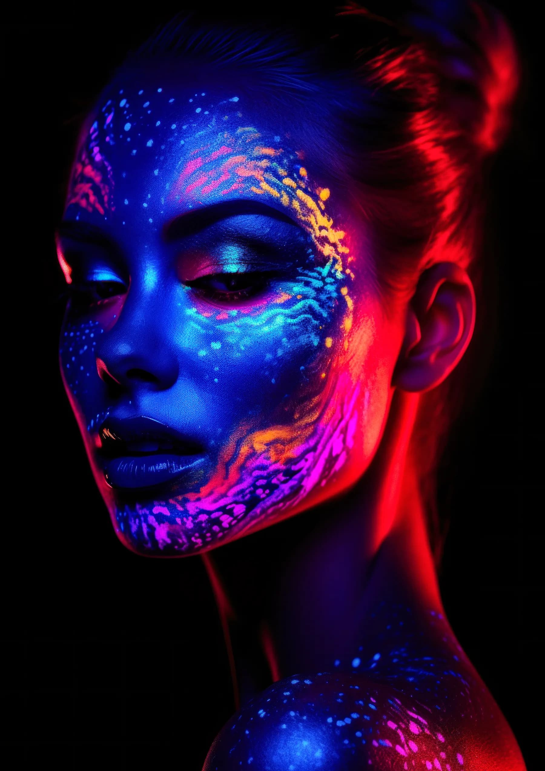 Retrato Neon Ondas Coral