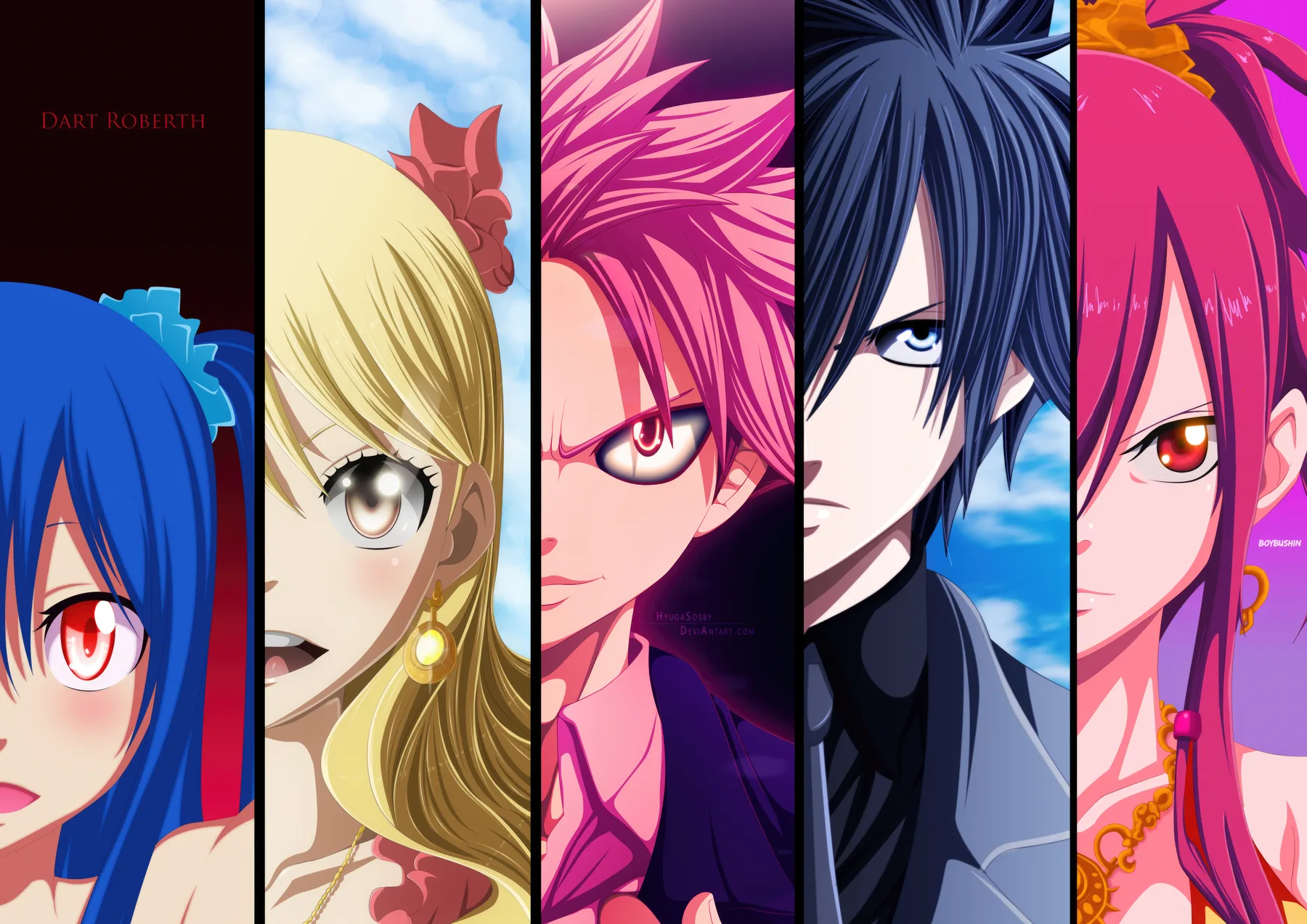 Fairy Tail Personajes Cinco Paneles