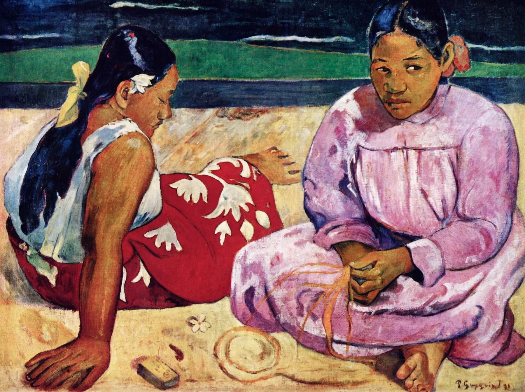Mujeres Tahitianas Sentadas - Paul Gauguin