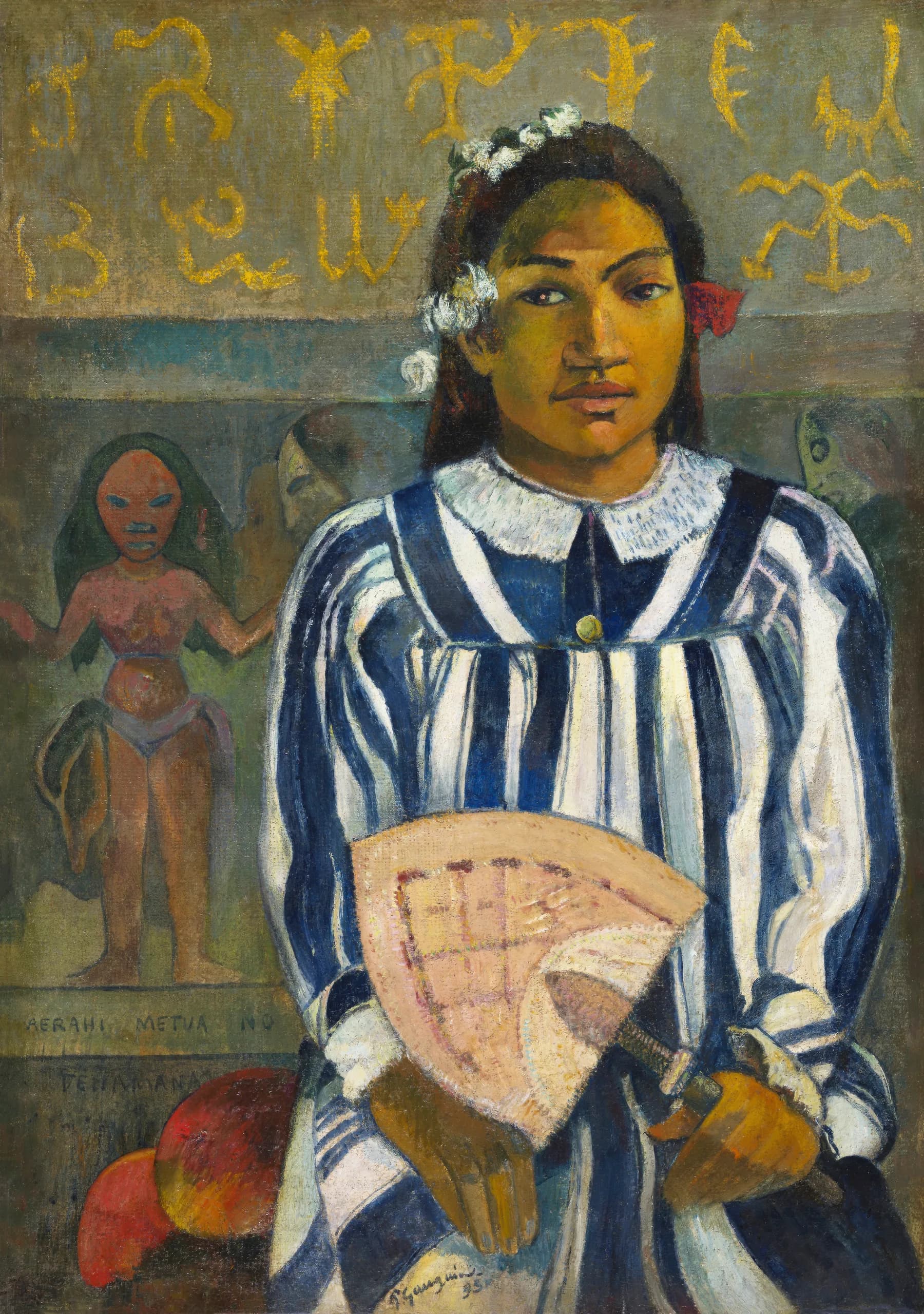 Mujer con Abanico Tahitiana - Paul Gauguin