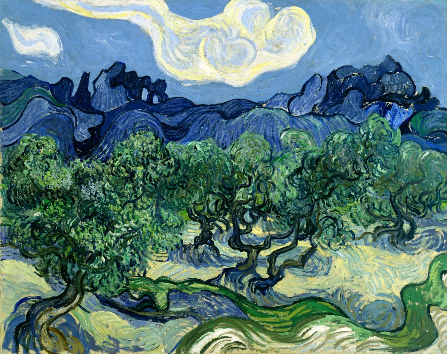 Olivos con Montanas al Fondo - Van Gogh