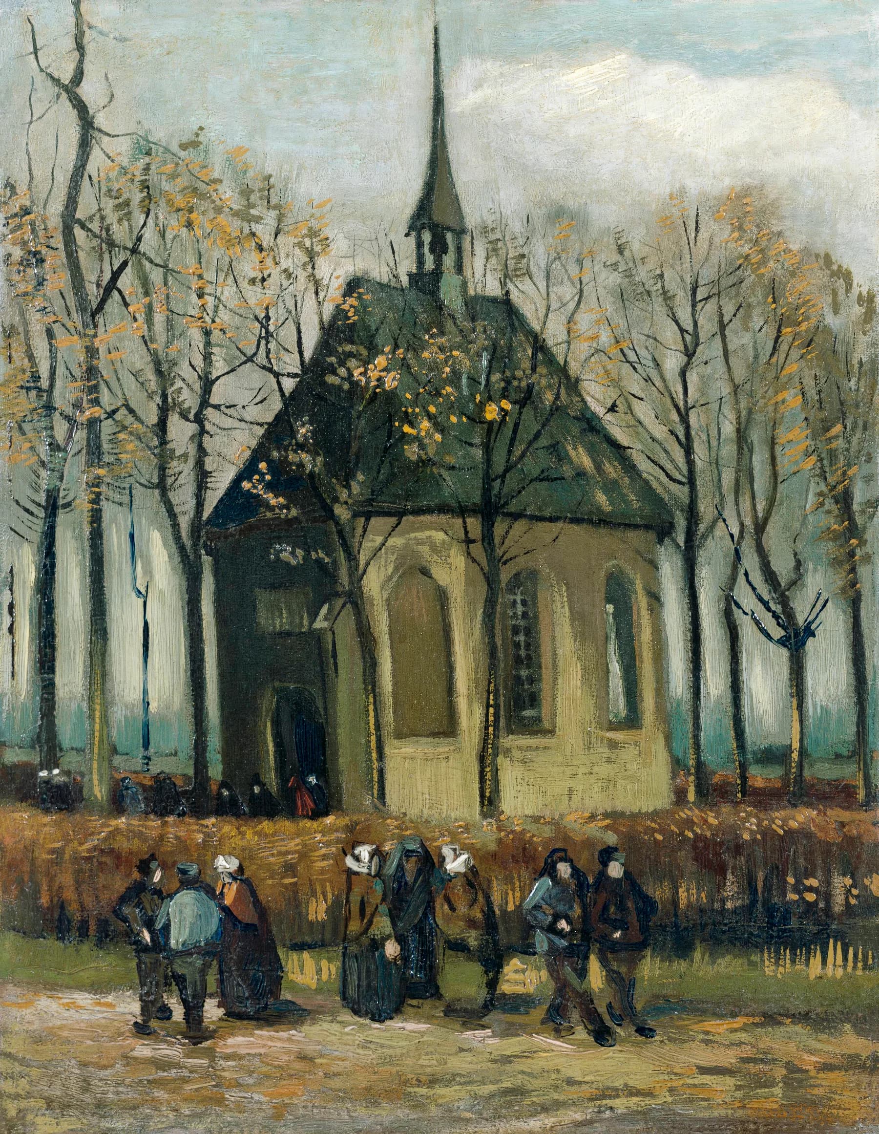 La Iglesia de Nuenen con Feligreses - Van Gogh