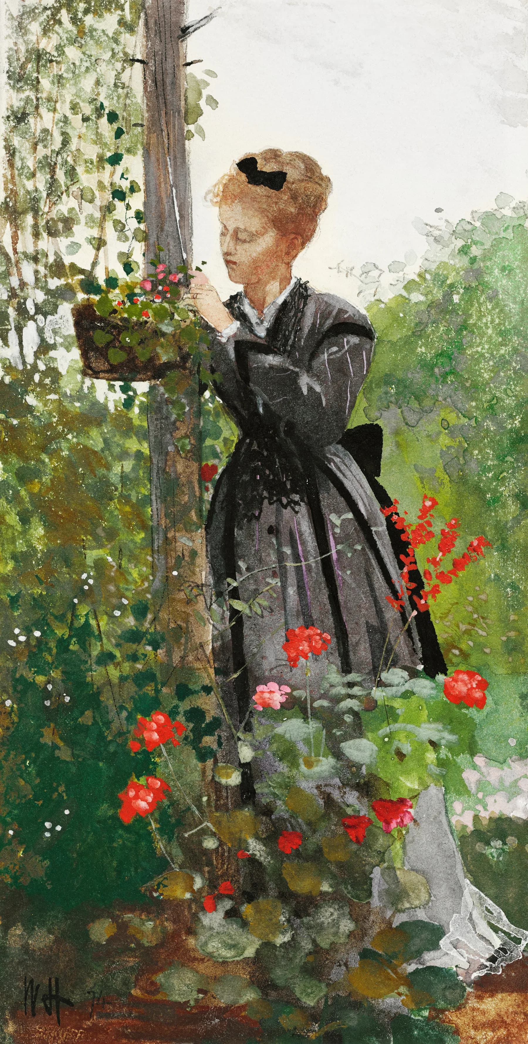 Mujer junto a Geranios - Winslow Homer