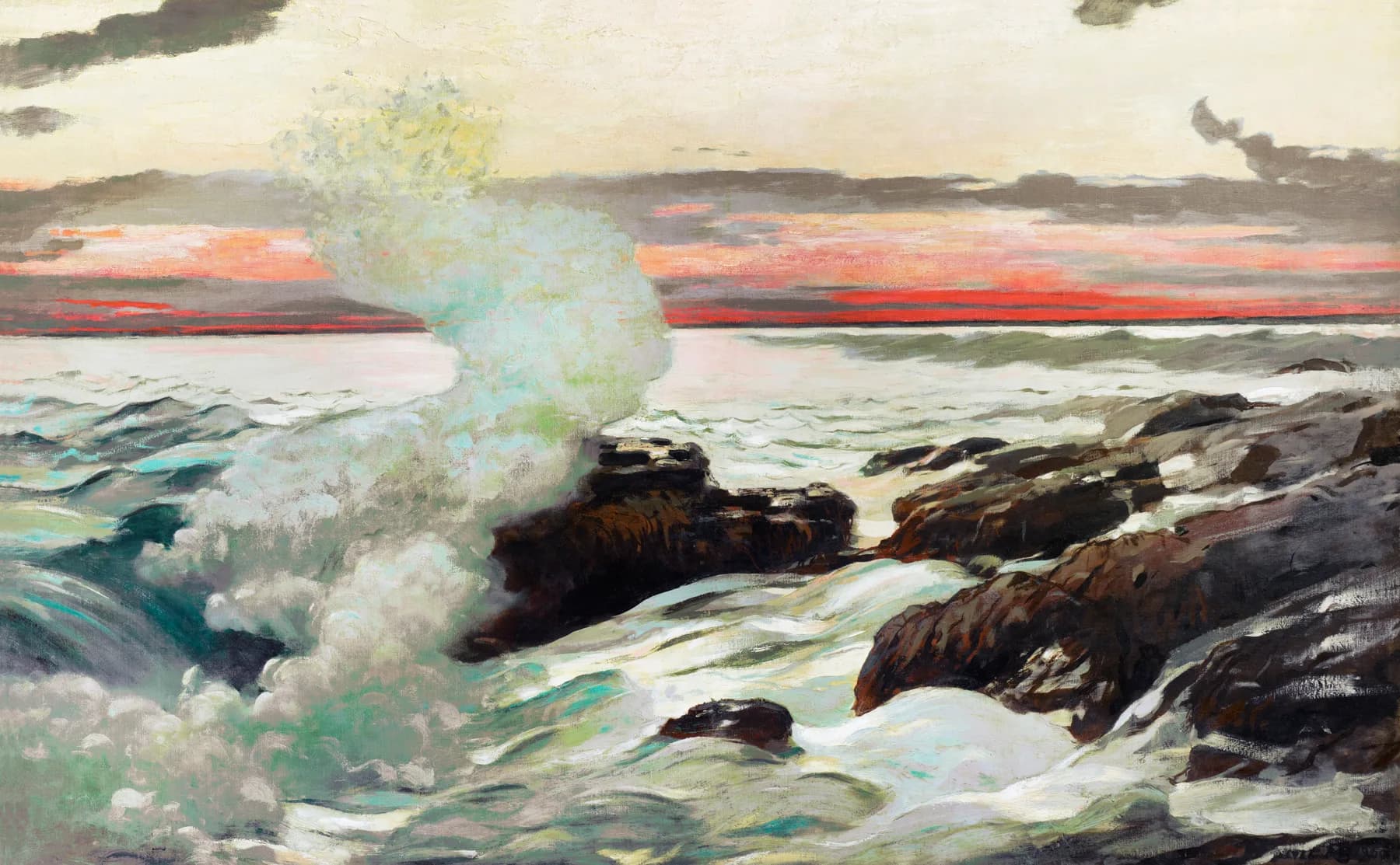 Atardecer Rocoso con Neblina - Winslow Homer