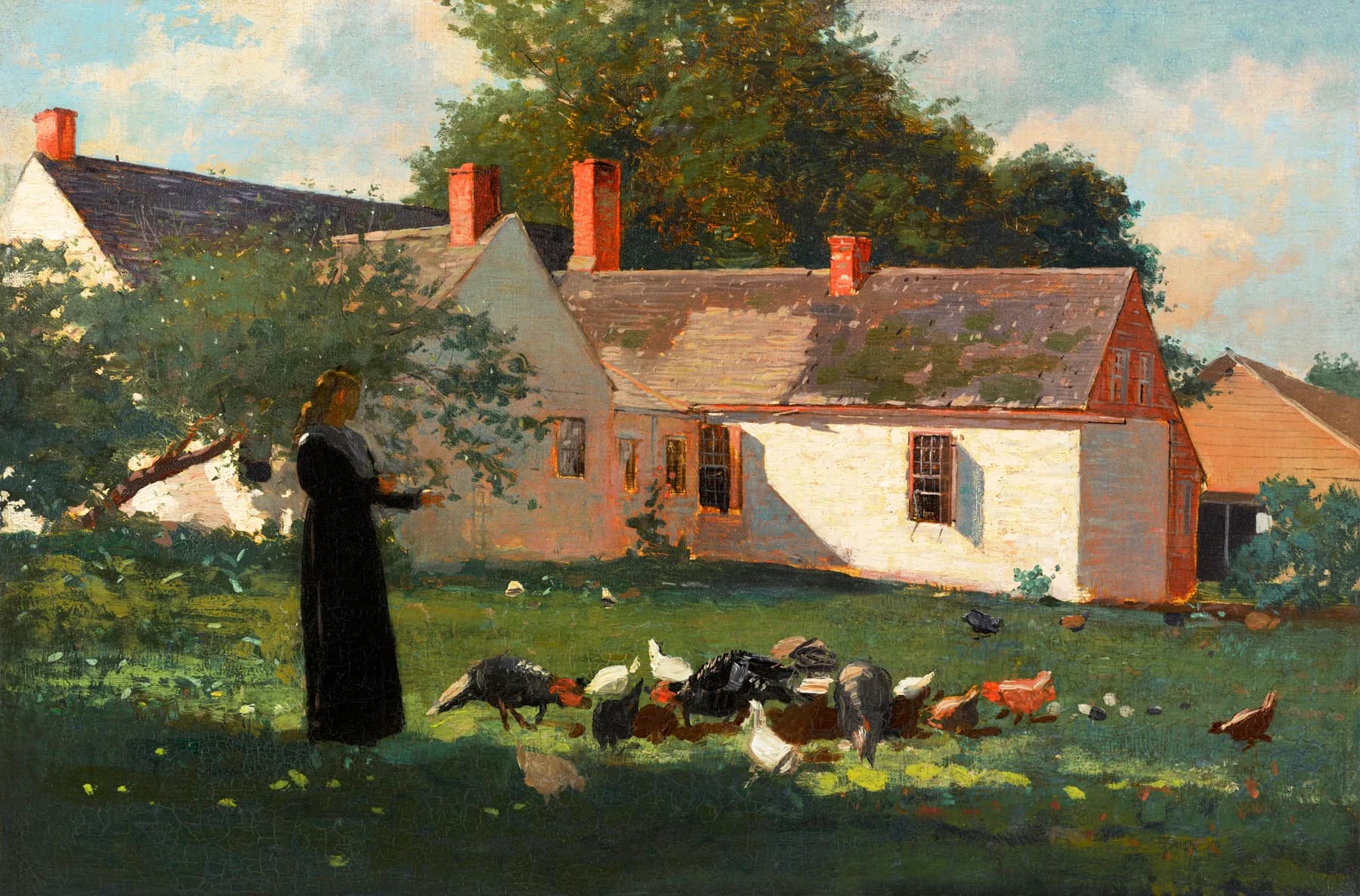 Casa de Campo con Gallinas - Winslow Homer