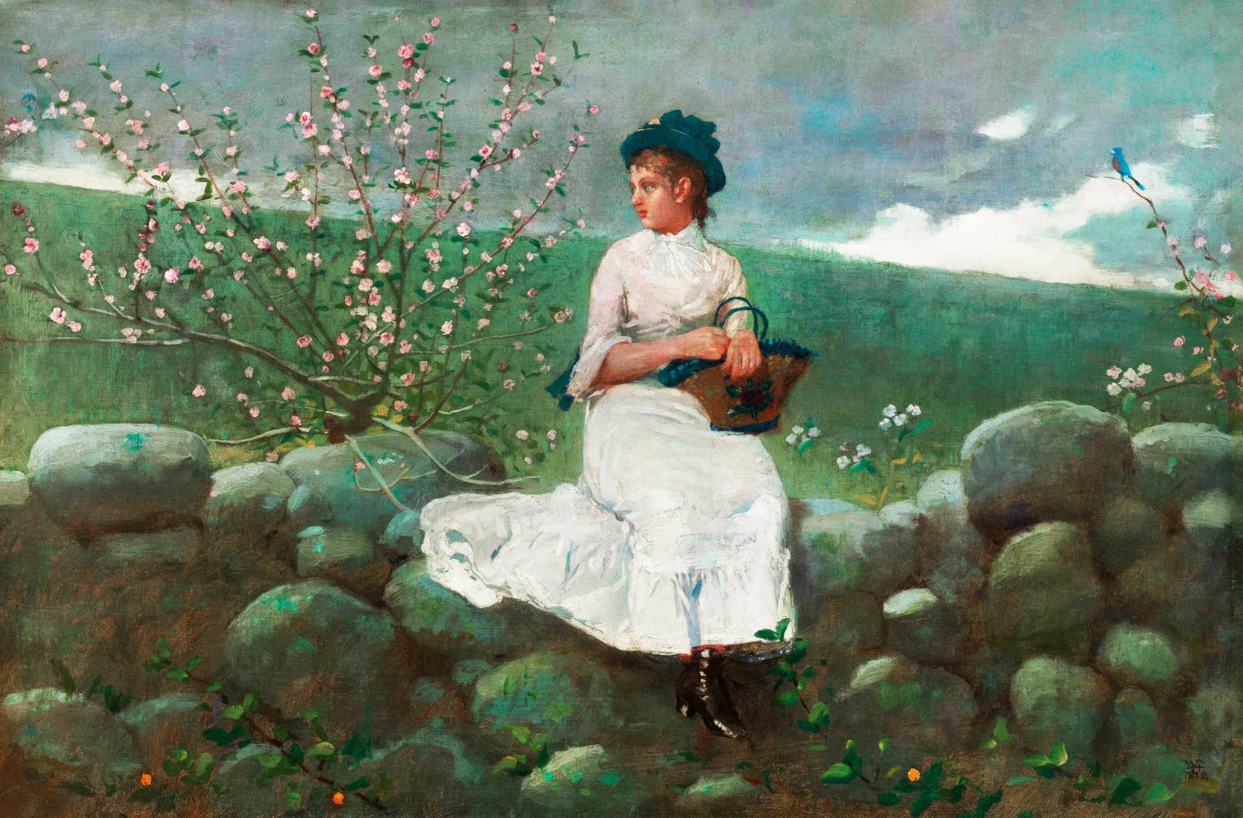 Mujer con Cesta de Flores - Winslow Homer