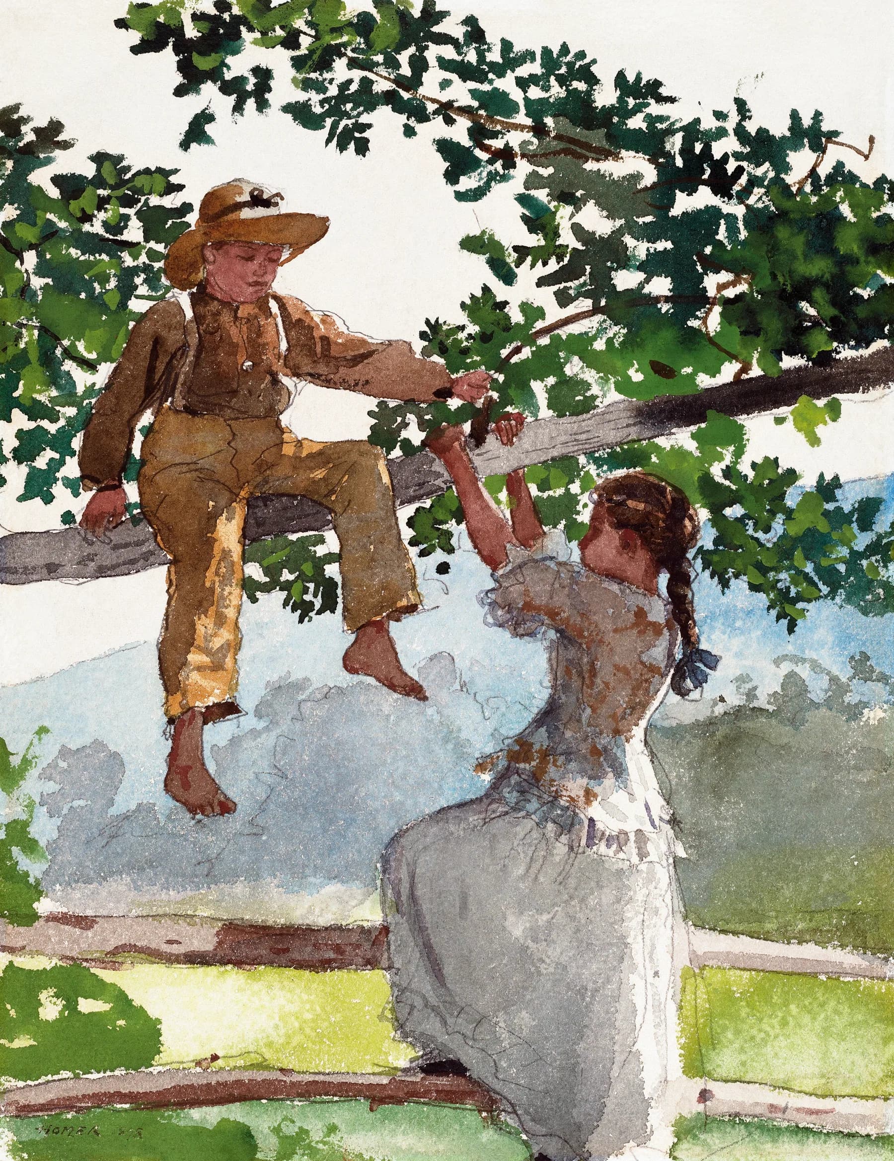 Ninos Jugando en un Arbol - Winslow Homer