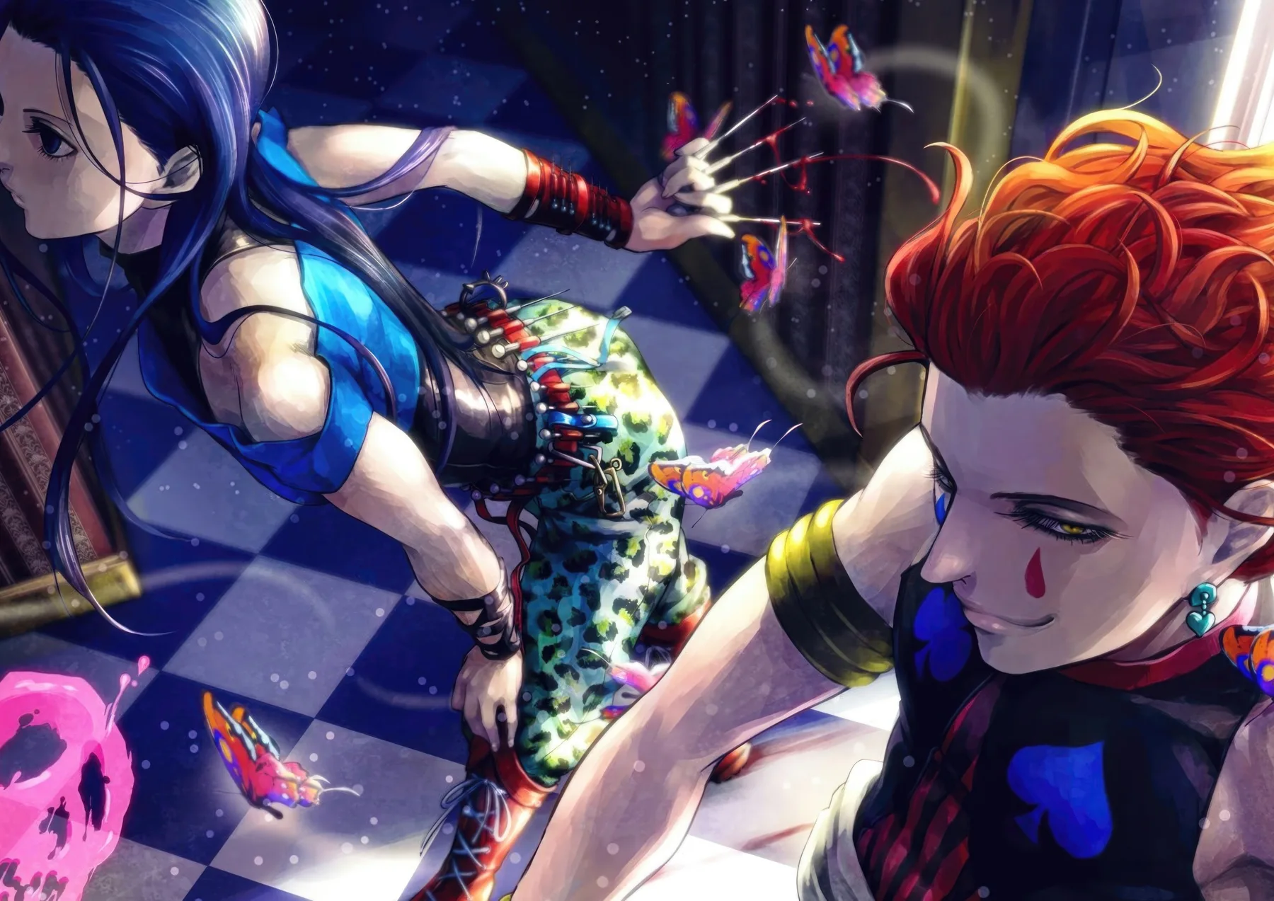 Machi Komacine y Hisoka Mariposas y Sangre