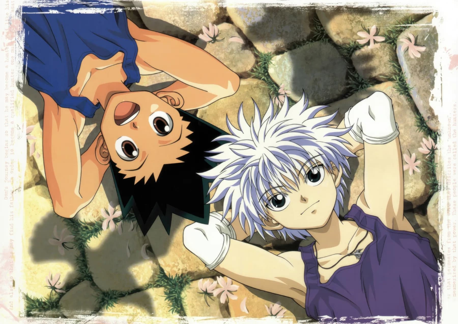 Gon y Killua Acostados con Flores