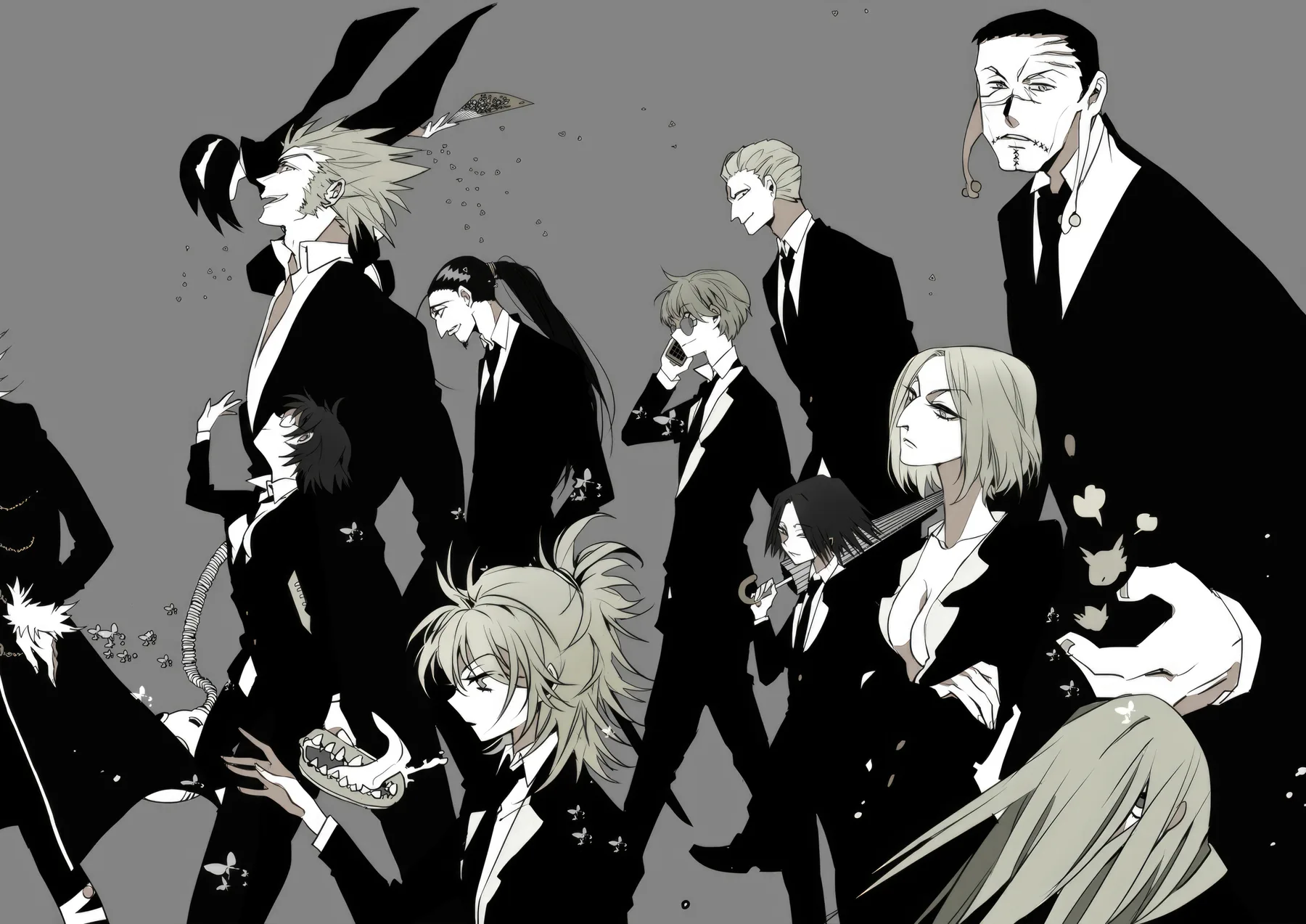 Phantom Troupe Retrato Formal Blanco y Negro