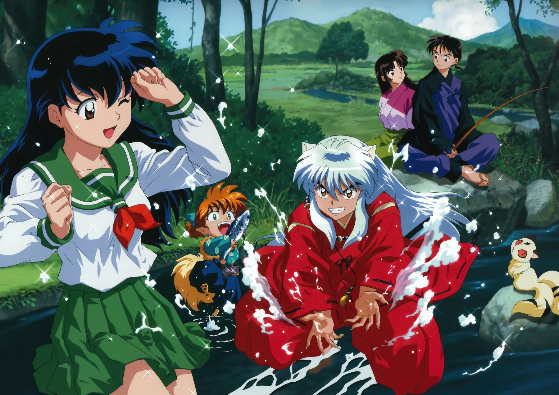 InuYasha y Kagome Pescando en el Rio