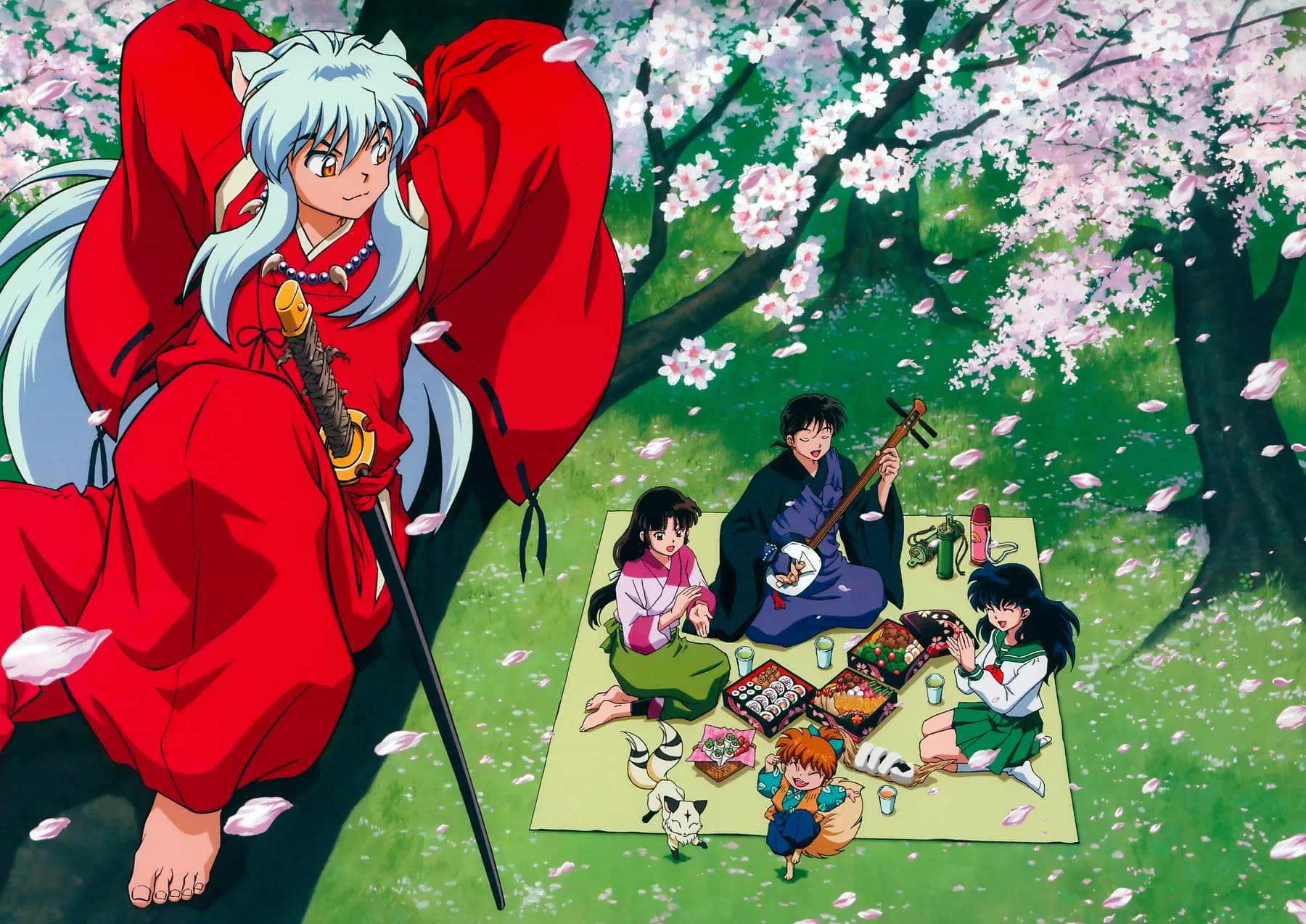 InuYasha y Grupo Picnic bajo Sakura