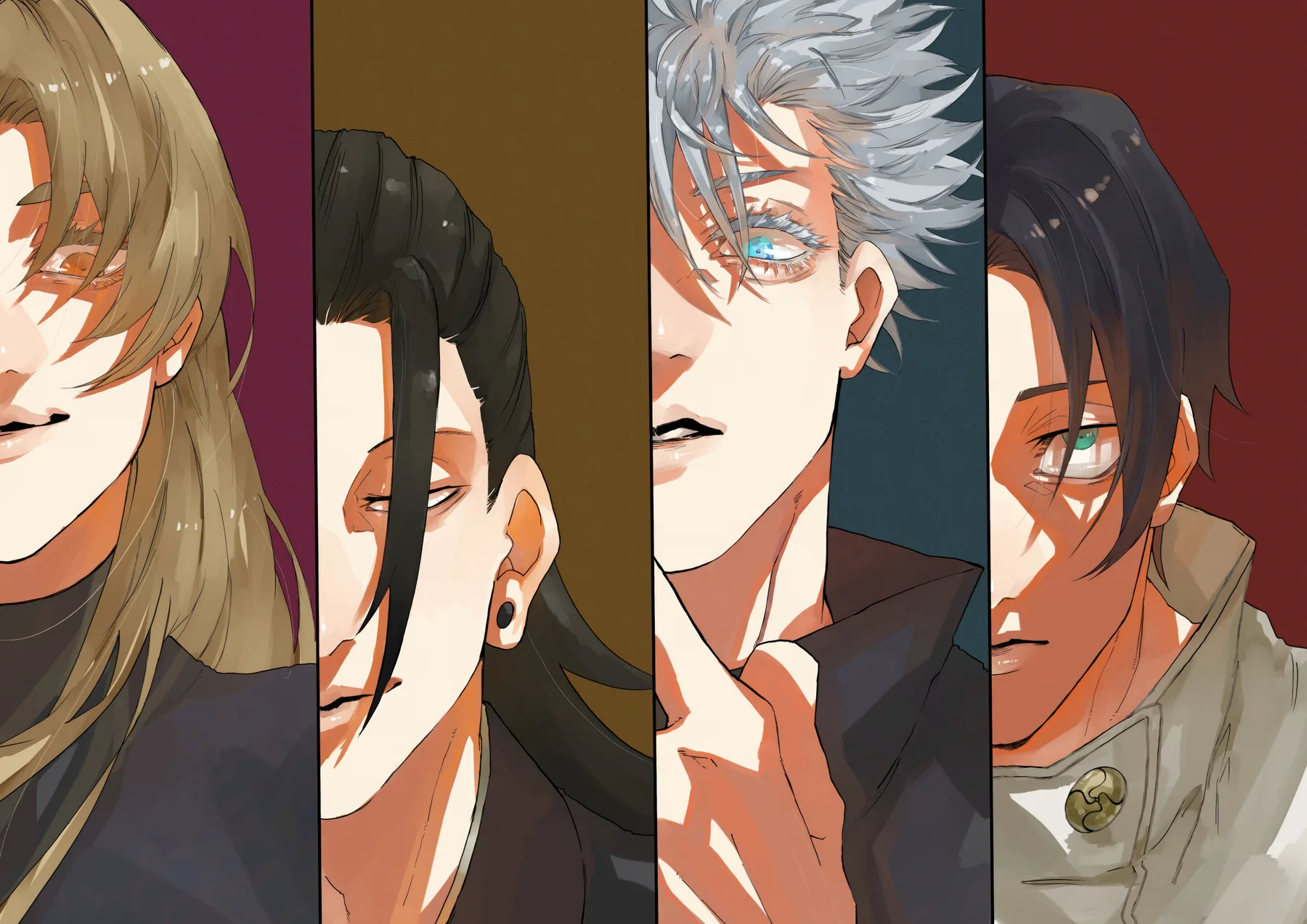 Jujutsu Kaisen Cuatro Retratos Cuadricula