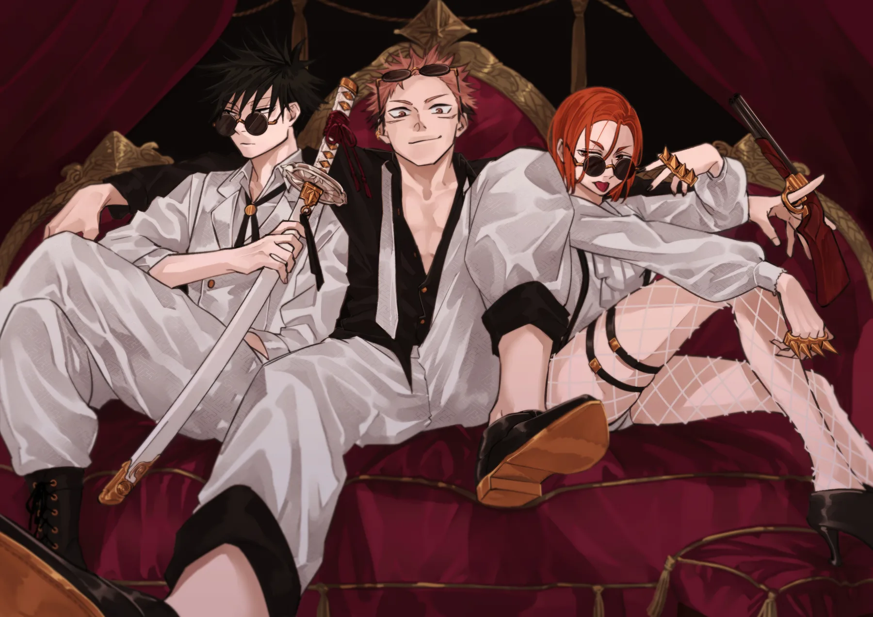 Megumi Yuji y Nobara Estilo Alterno Cama