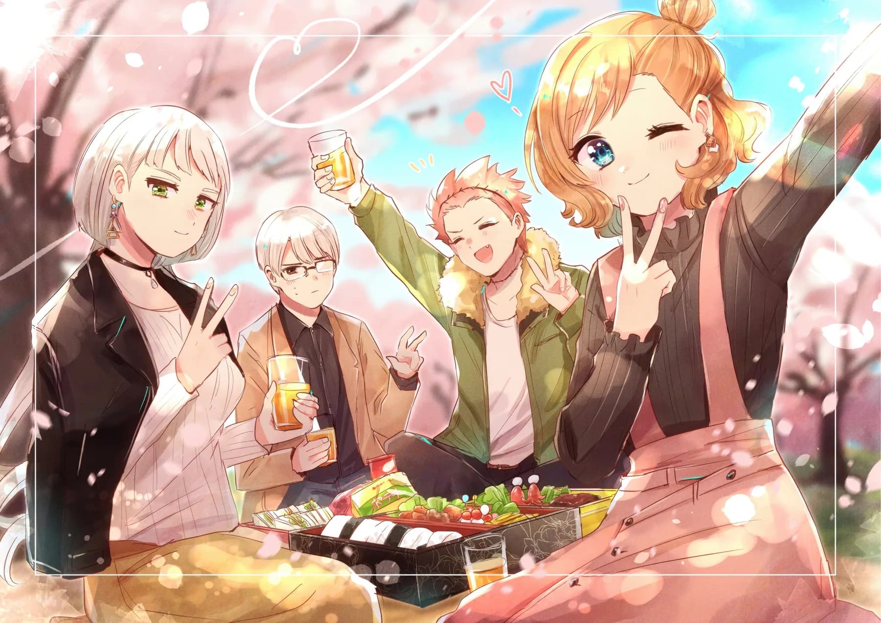 Picnic Sakura Grupo de Amigos