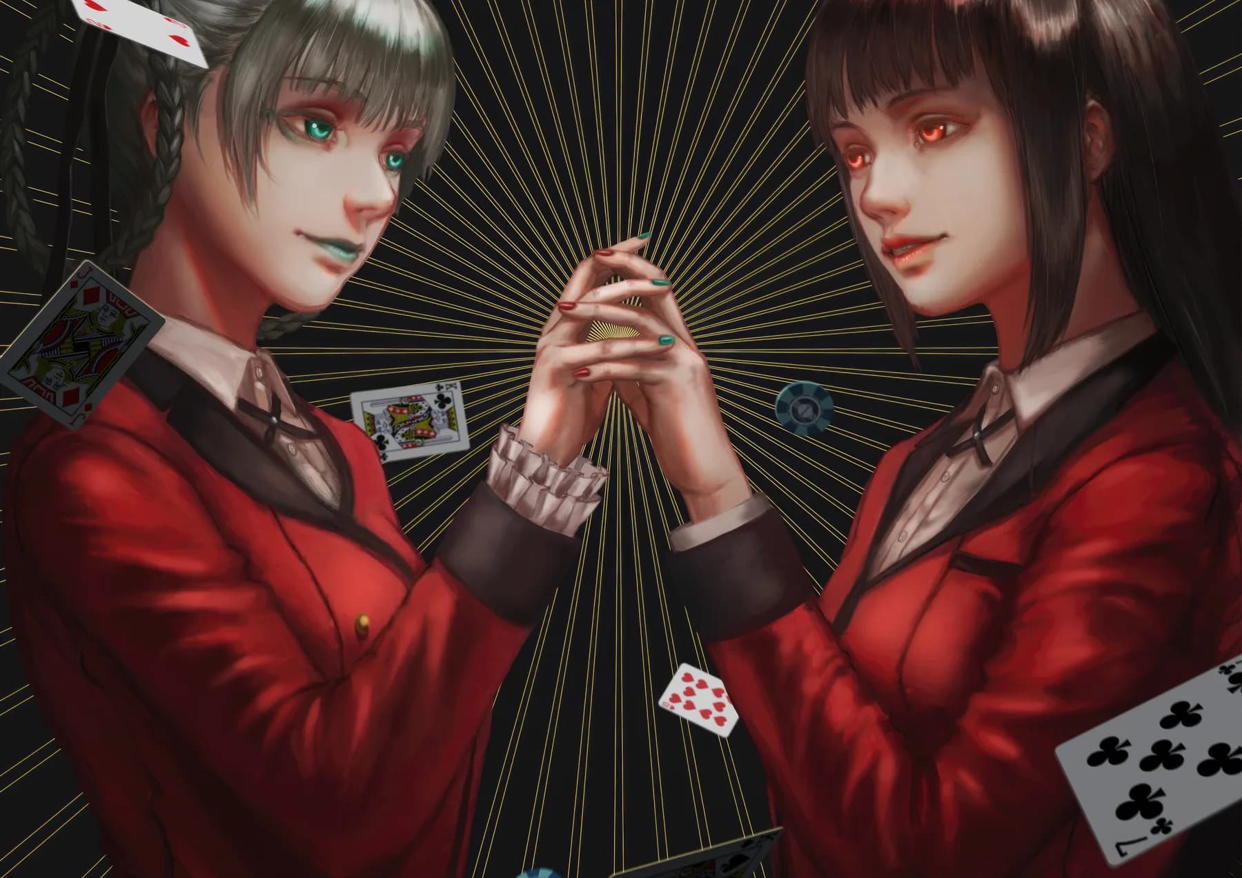 Kirari Momobami y Yumeko Jabami Apreton de Manos