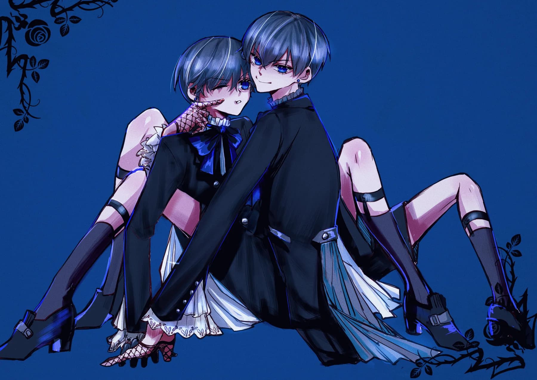 Ciel Phantomhive y Companero Vestidos de Negro