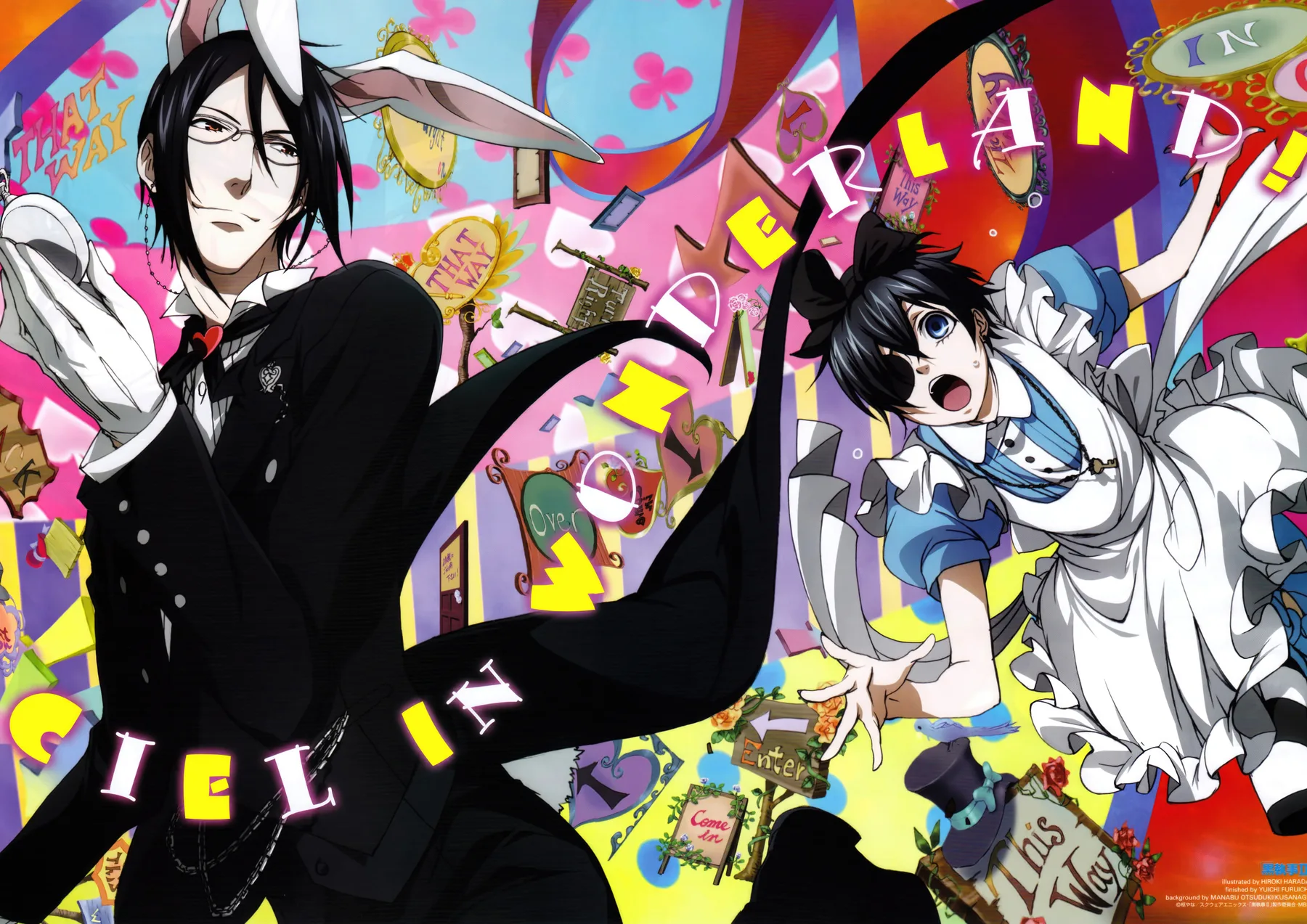 Ciel Phantomhive y Sebastian Alicia en el Pais de las Maravillas