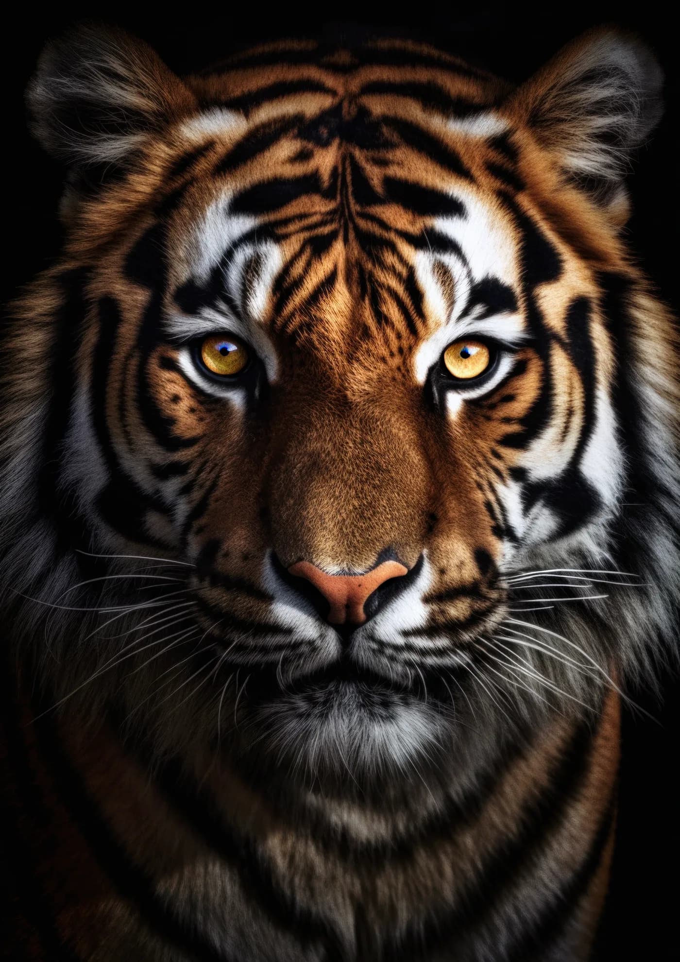 Tigre Retrato Nocturno Sombreado