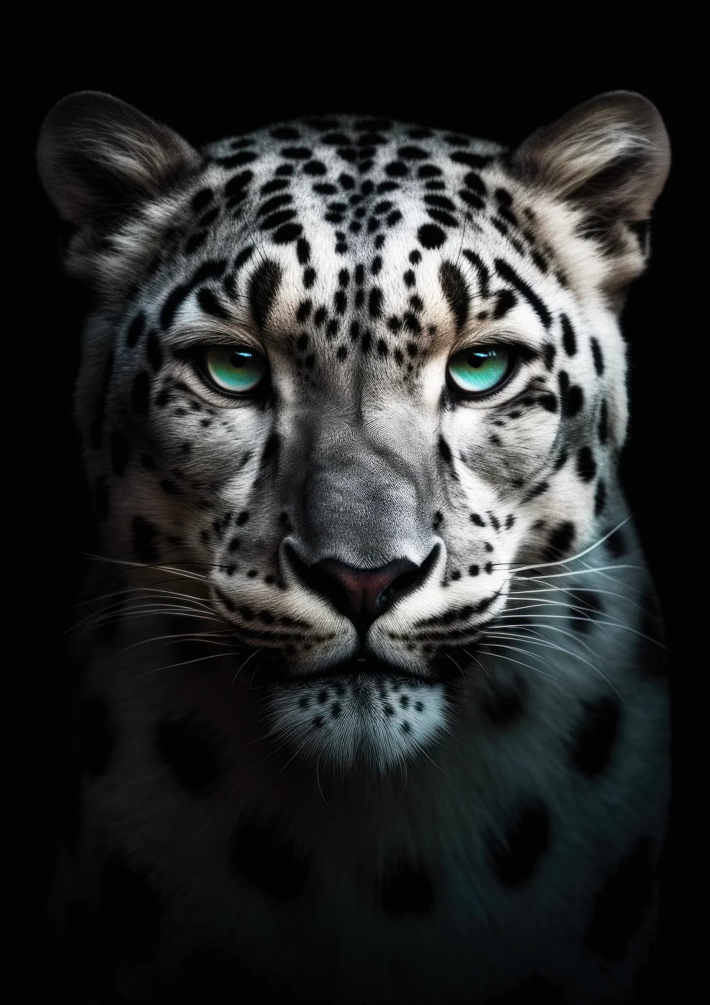 Leopardo de las Nieves Retrato Frontal