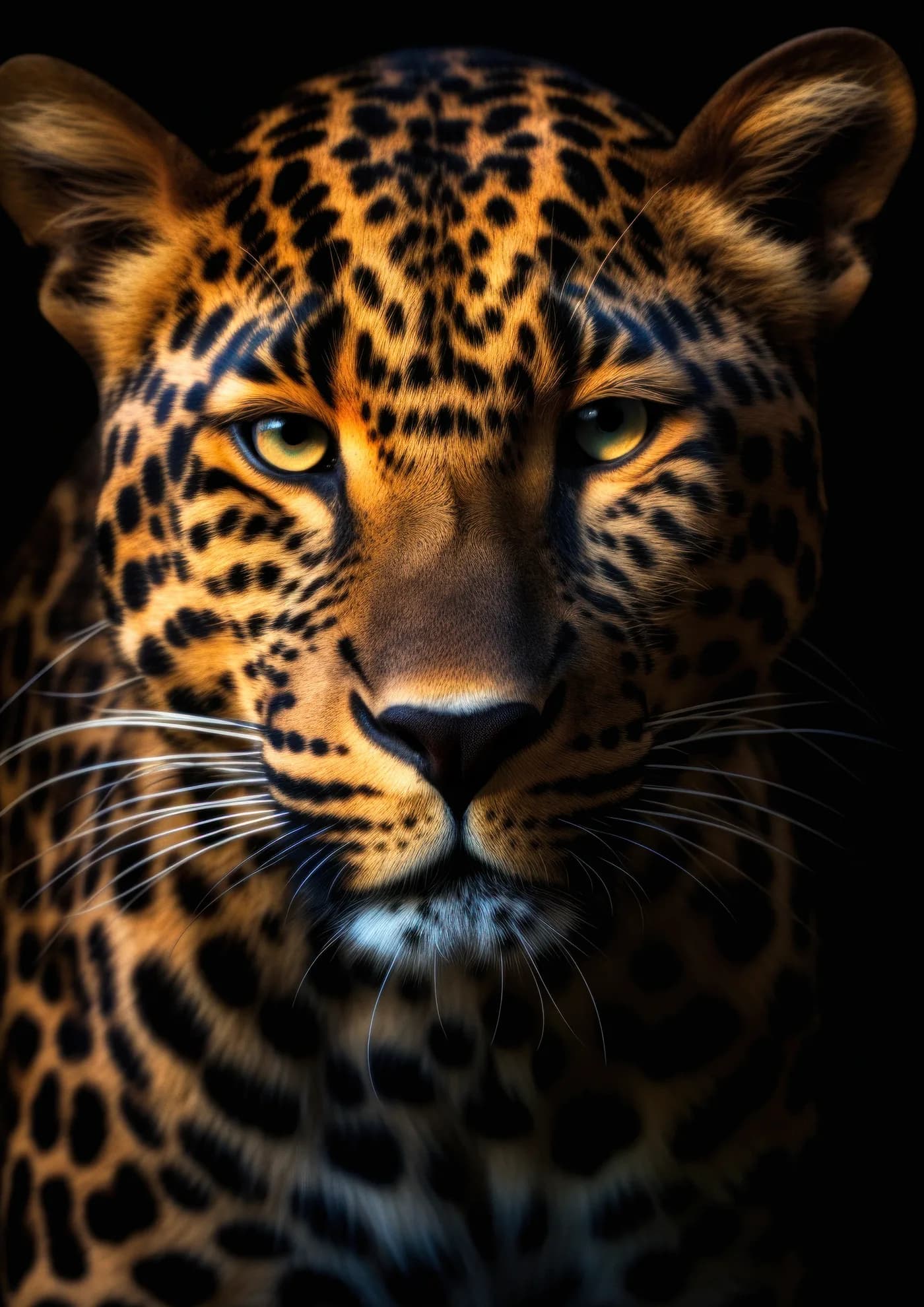 Leopardo Ojos Verdosos Retrato