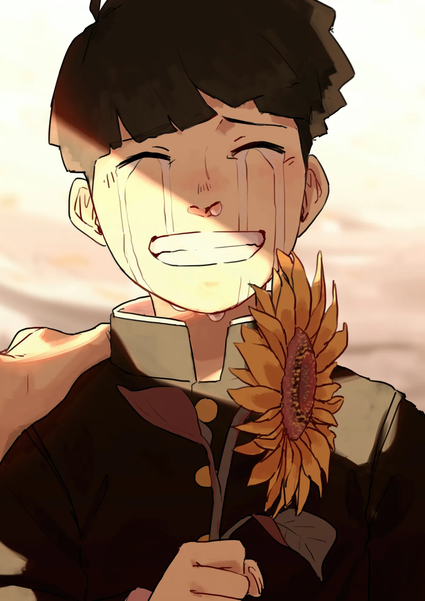 Mob Sonriendo con Lagrimas y Girasol