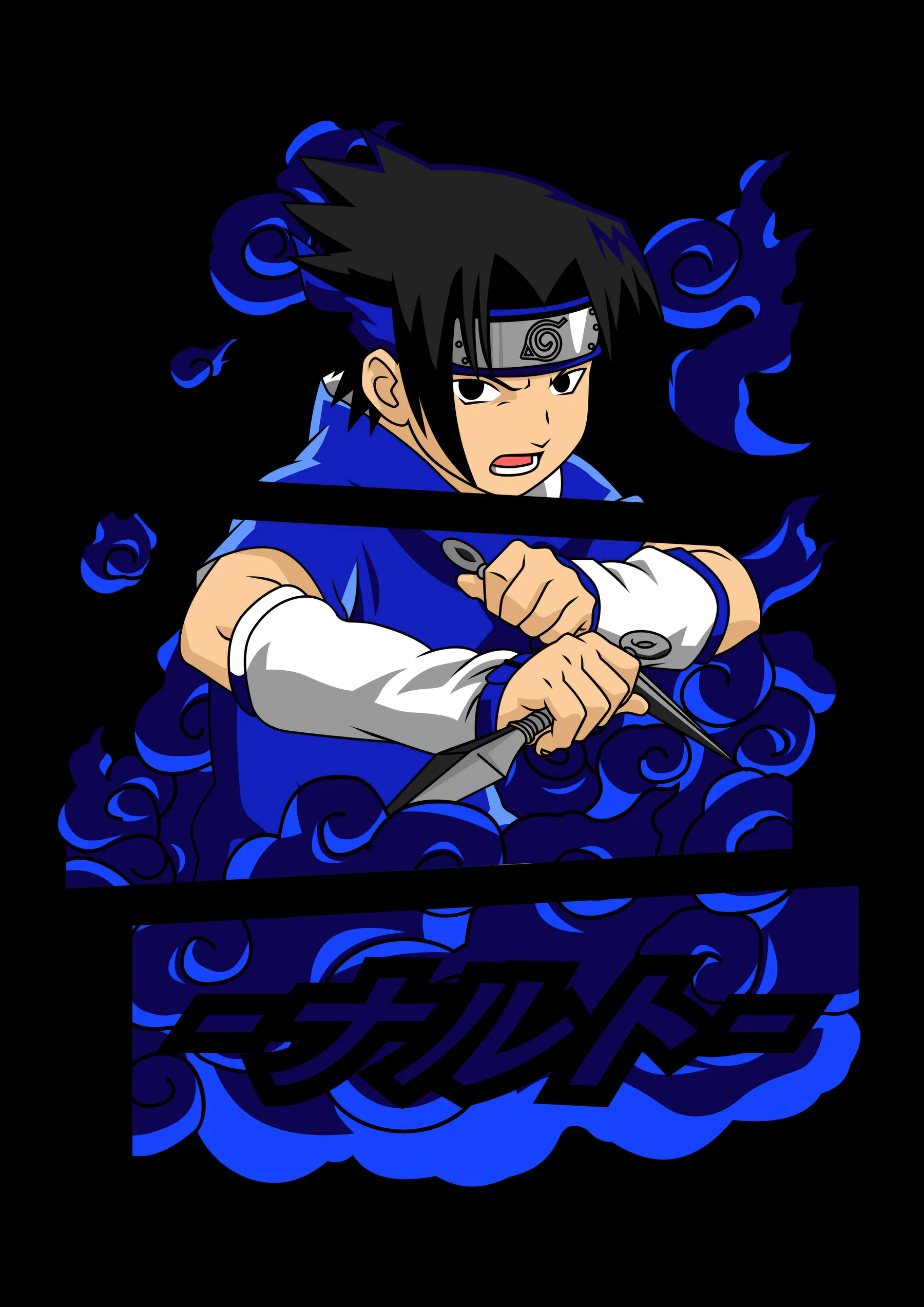 Sasuke Uchiha Genin Kunai Azul