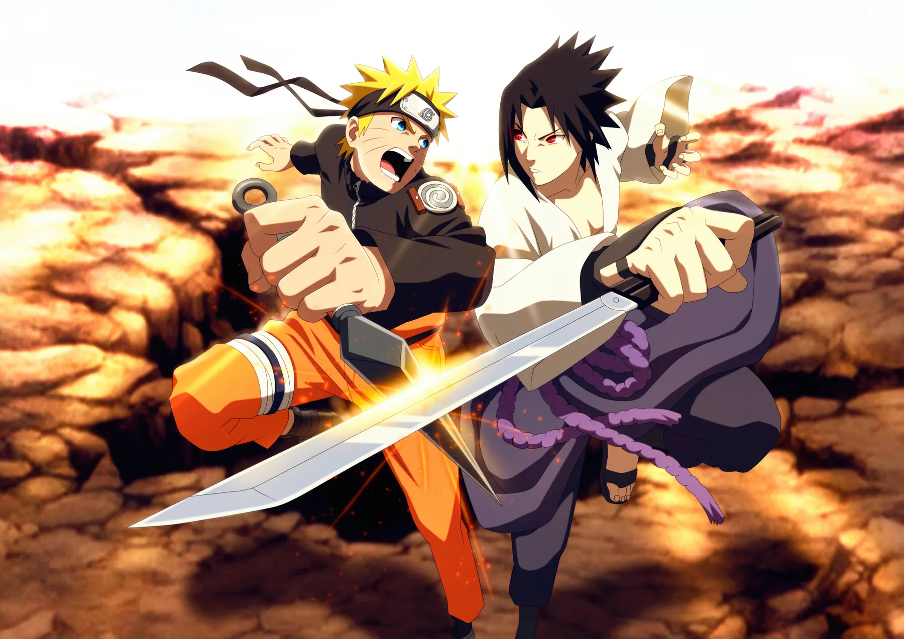 Naruto y Sasuke Espadas Valle del Fin