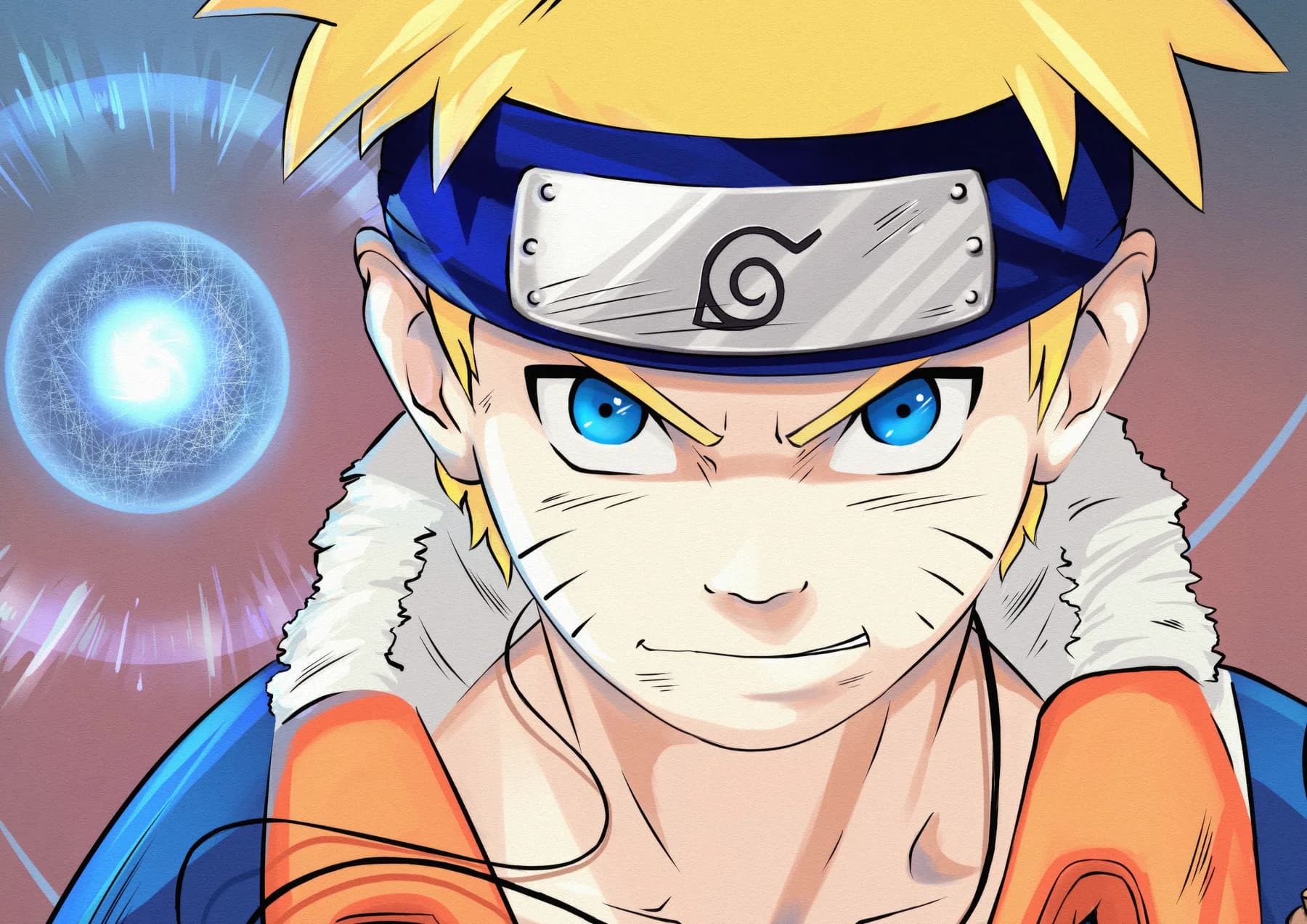 Naruto Uzumaki Rostro Decidido Rasengan