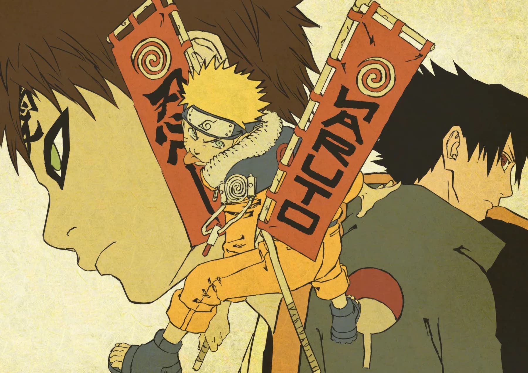 Naruto y Sasuke Estandartes Rojos
