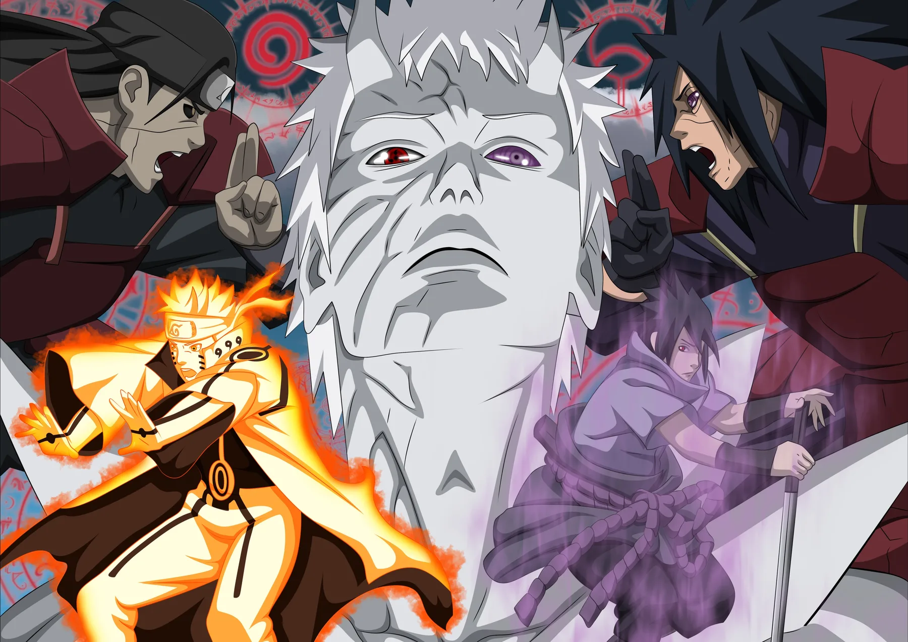 Obito Diez Colas y Naruto Kurama Batalla