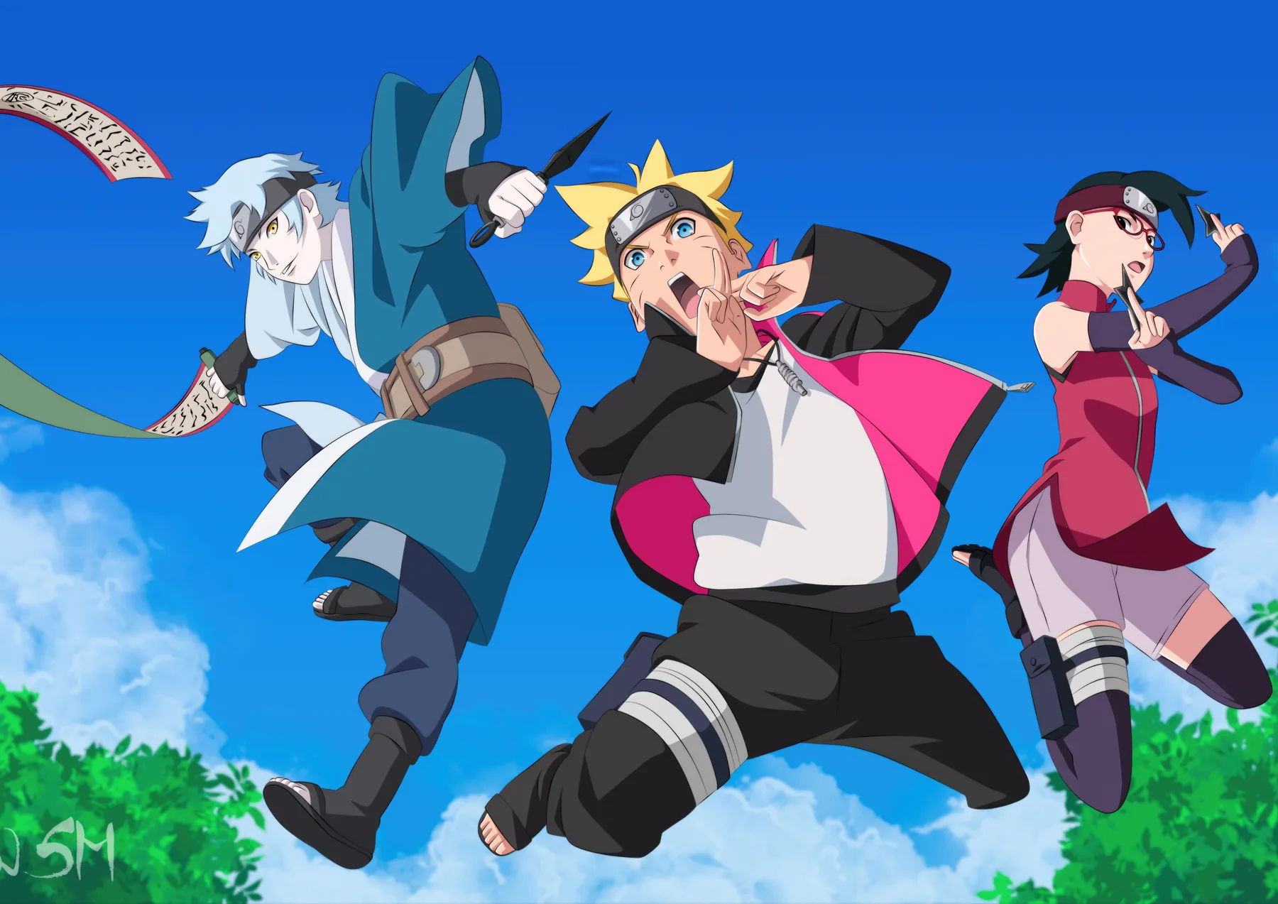 Boruto Mitsuki y Sarada Equipo 7 Nueva Generación