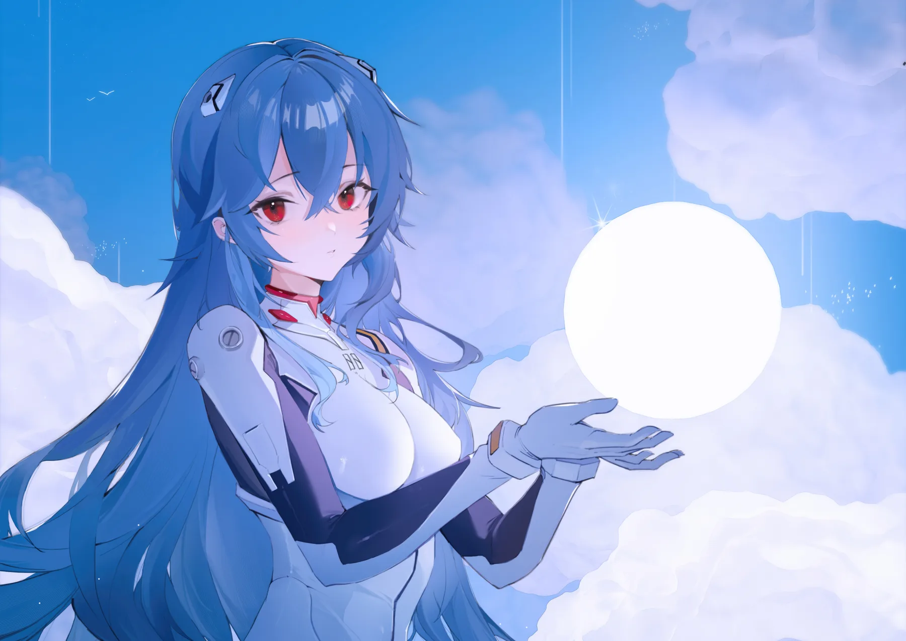 Rei Ayanami Retrato con Luna