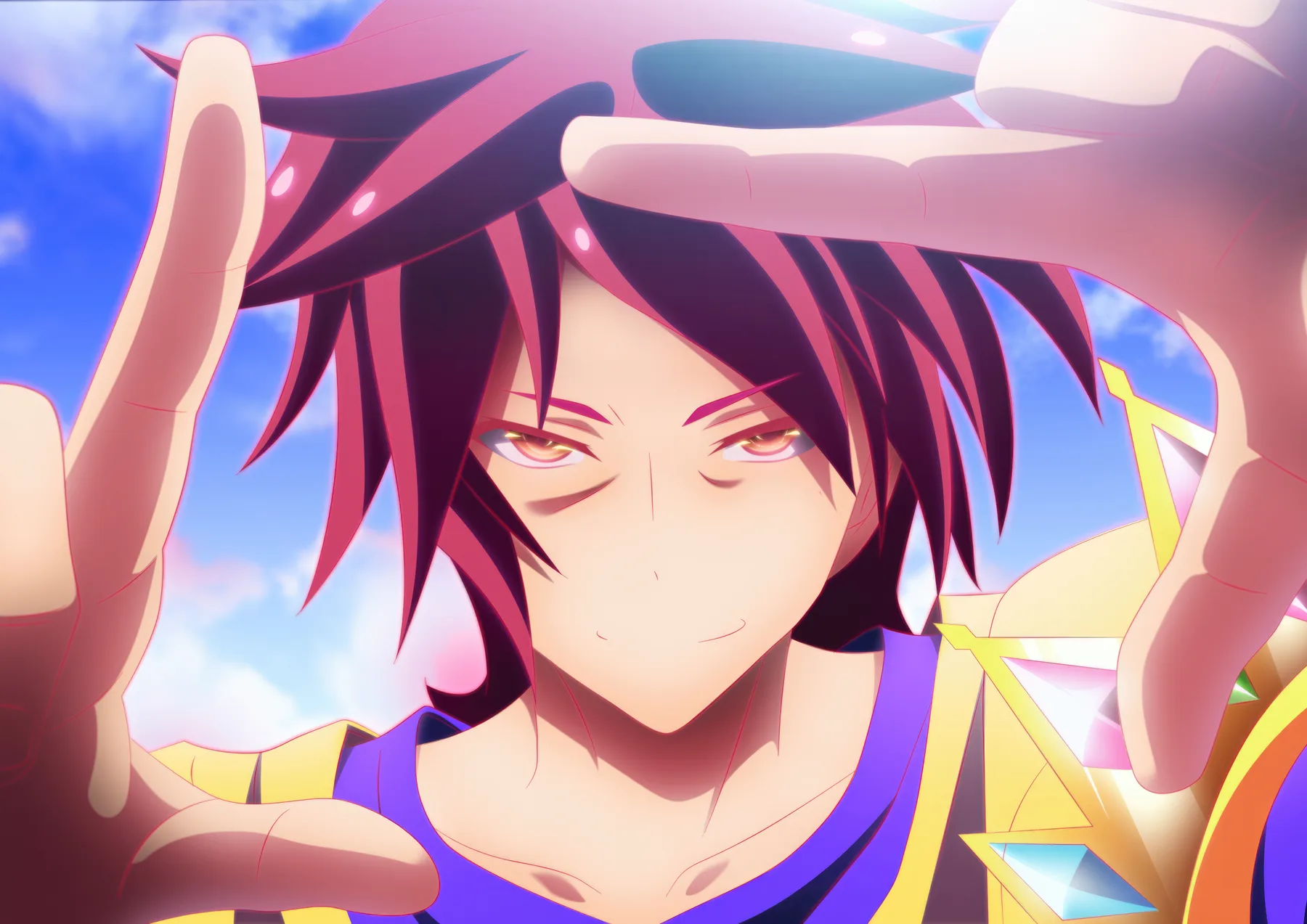 No Game No Life Retrato Cabello Rojo Cielo