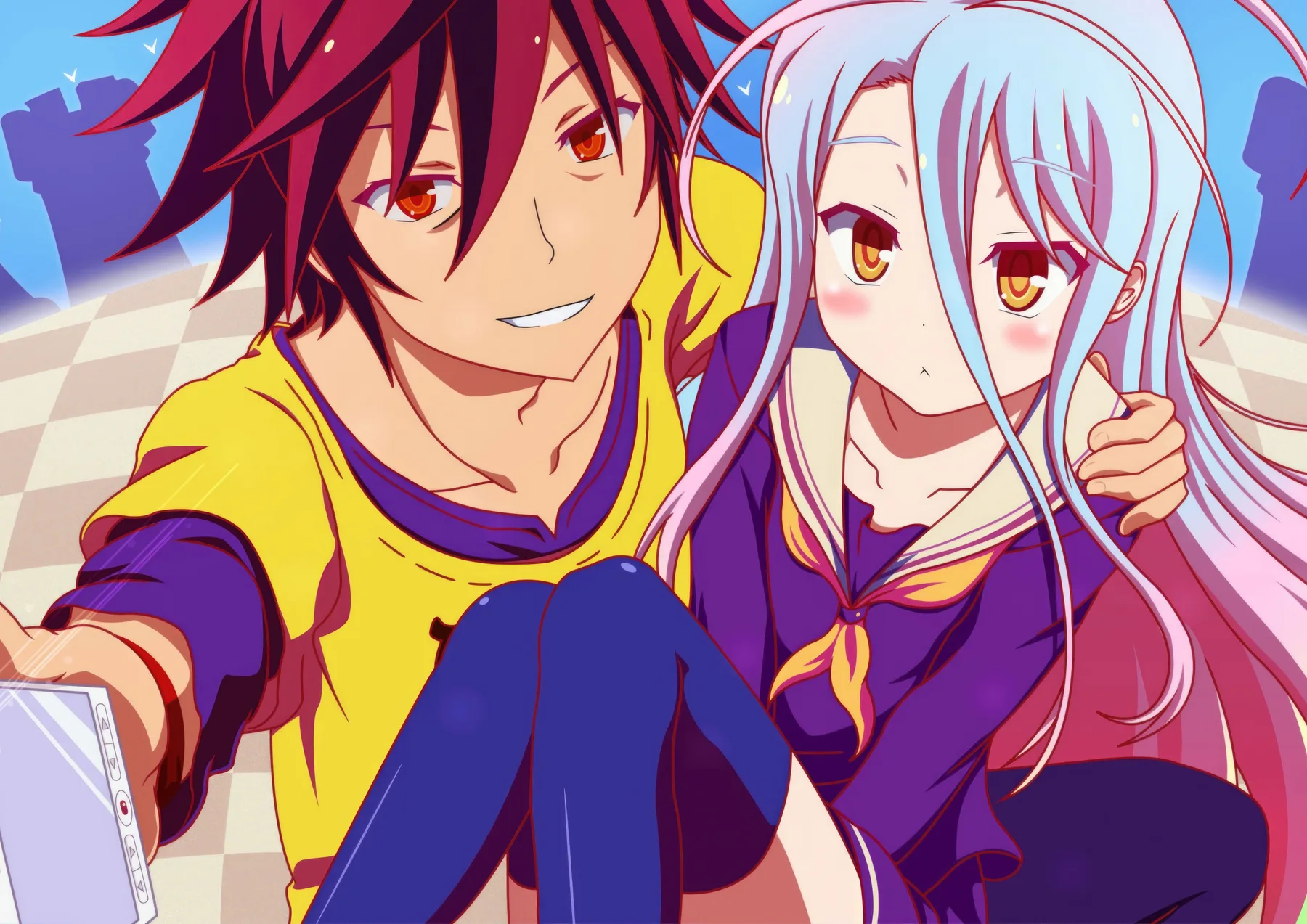 Sora y Shiro Selfie No Game No Life