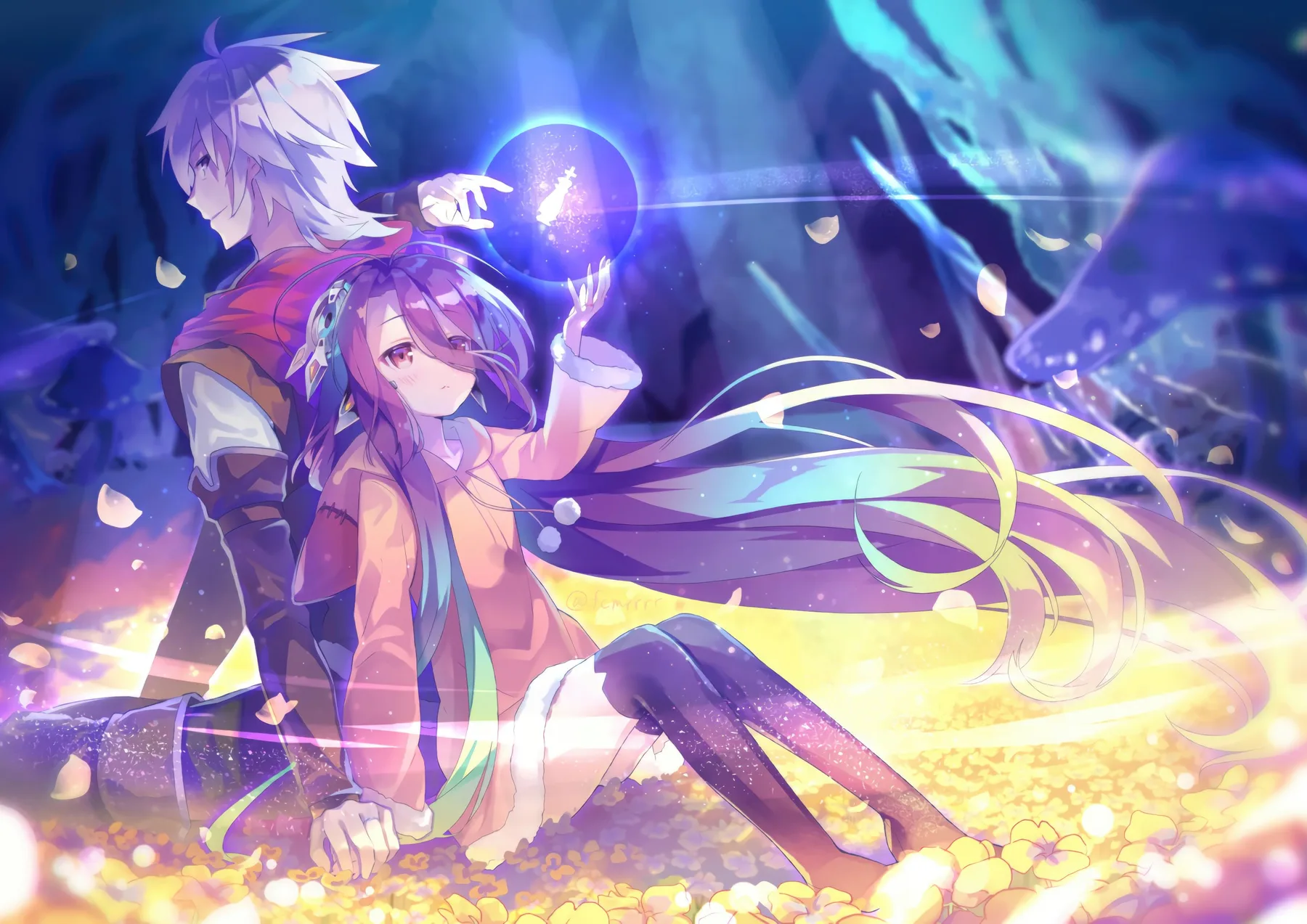 No Game No Life Pareja con Esfera Magica